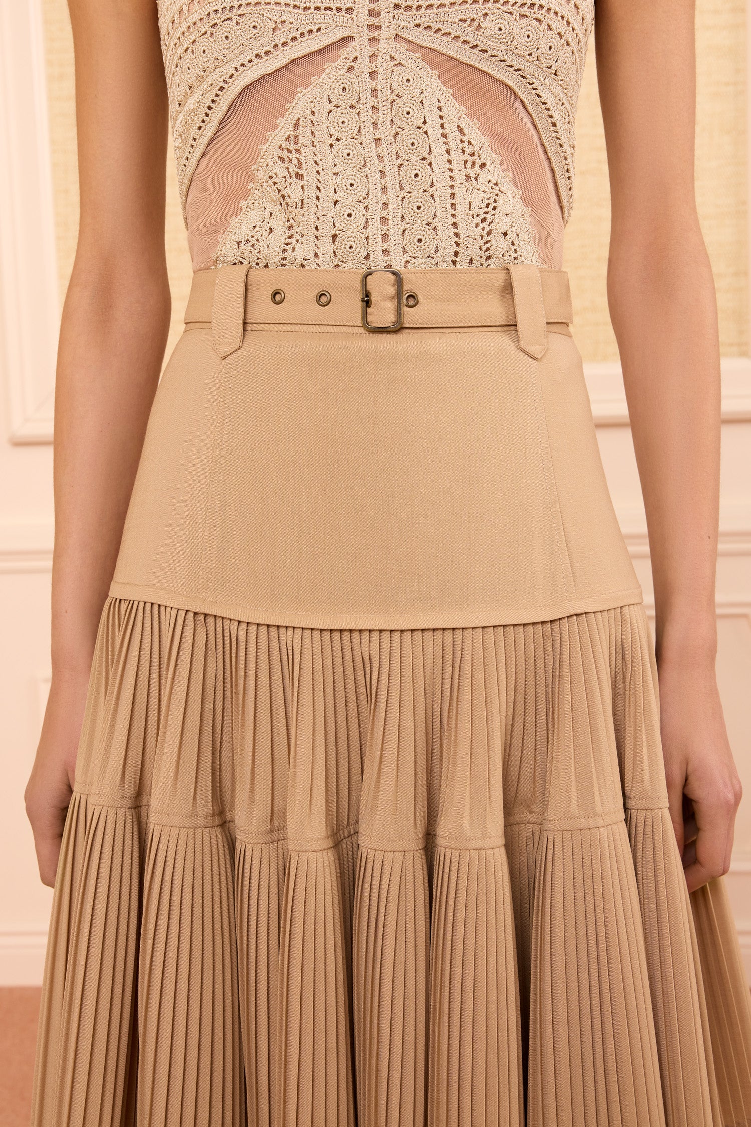 Coralie Pleated Wool Skirt - Dunewood