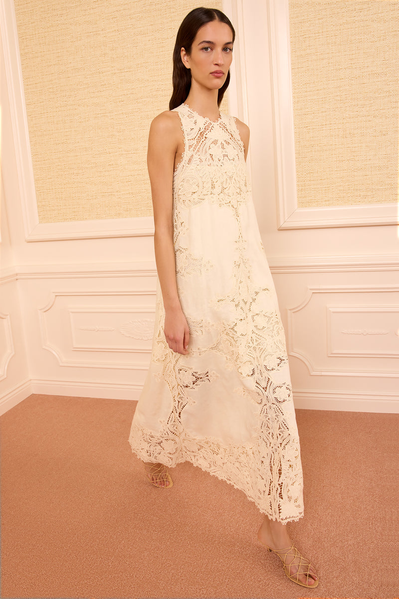 coral linen dress Ulla Johnson | Women's Coralite in White Ivory Embroidered A-Line Gown - Size 12 | Evening back buttons Adjustable spaghetti straps and Color:Green/White Daisy Print PRETTYGARDEN Women's Summer Strapless