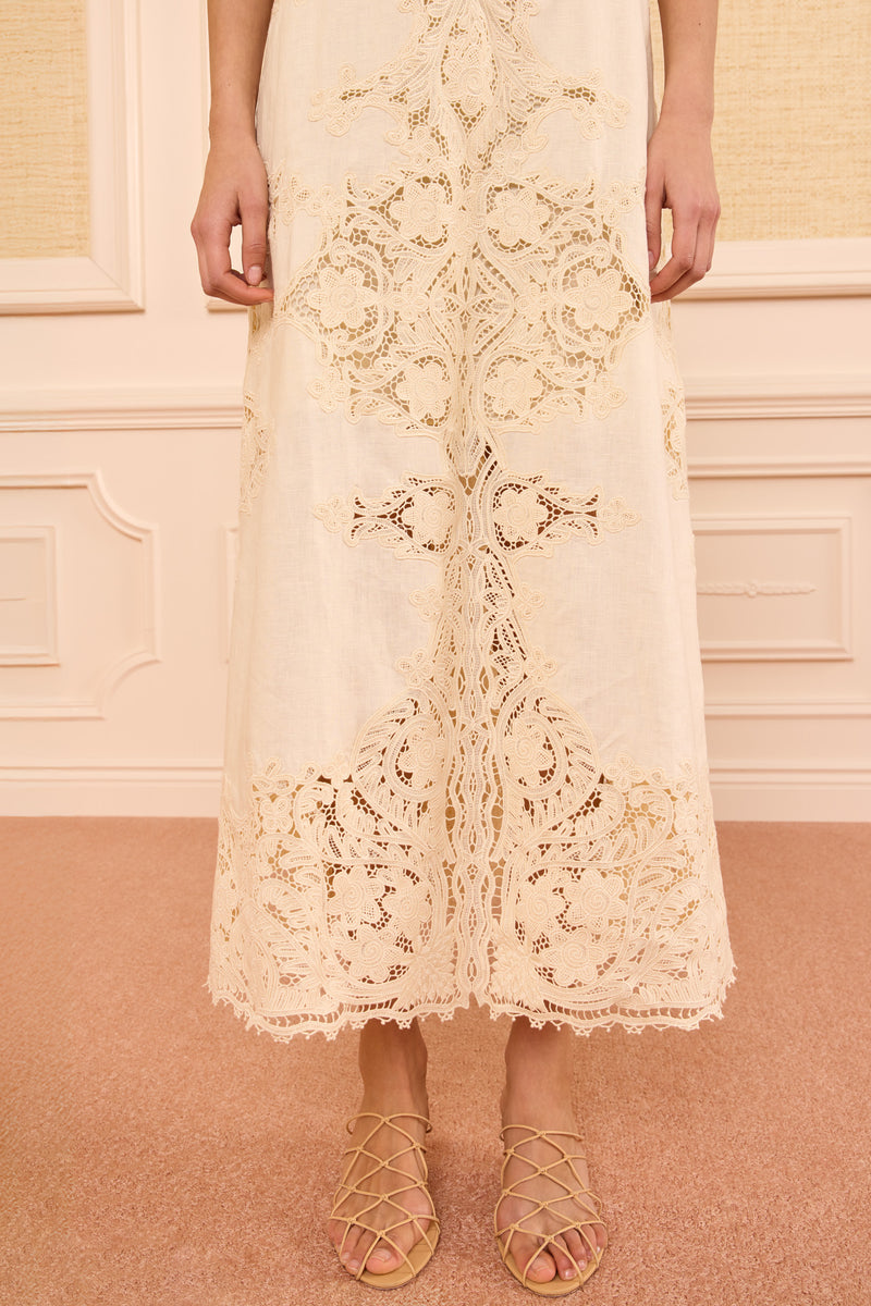 Ulla Johnson | Women's Coralite Linen in White - Size 12 | Evening Dress