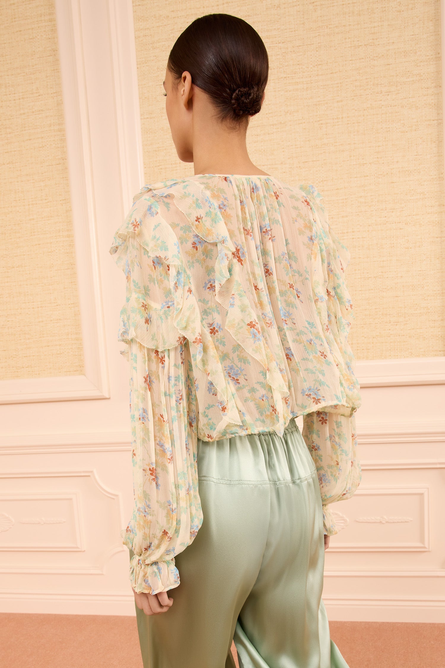 Delfina LS Silk Blouse - Moon Petal