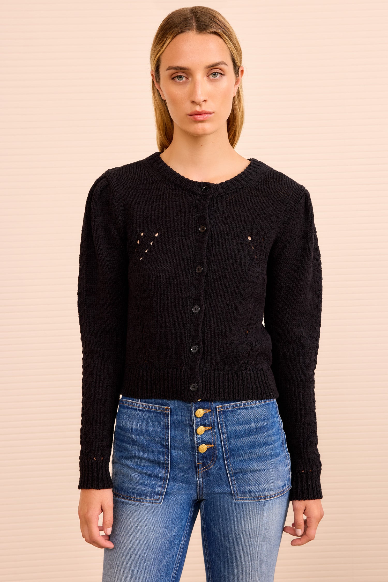 Delphina Long Sleeve Cardigan - Noir