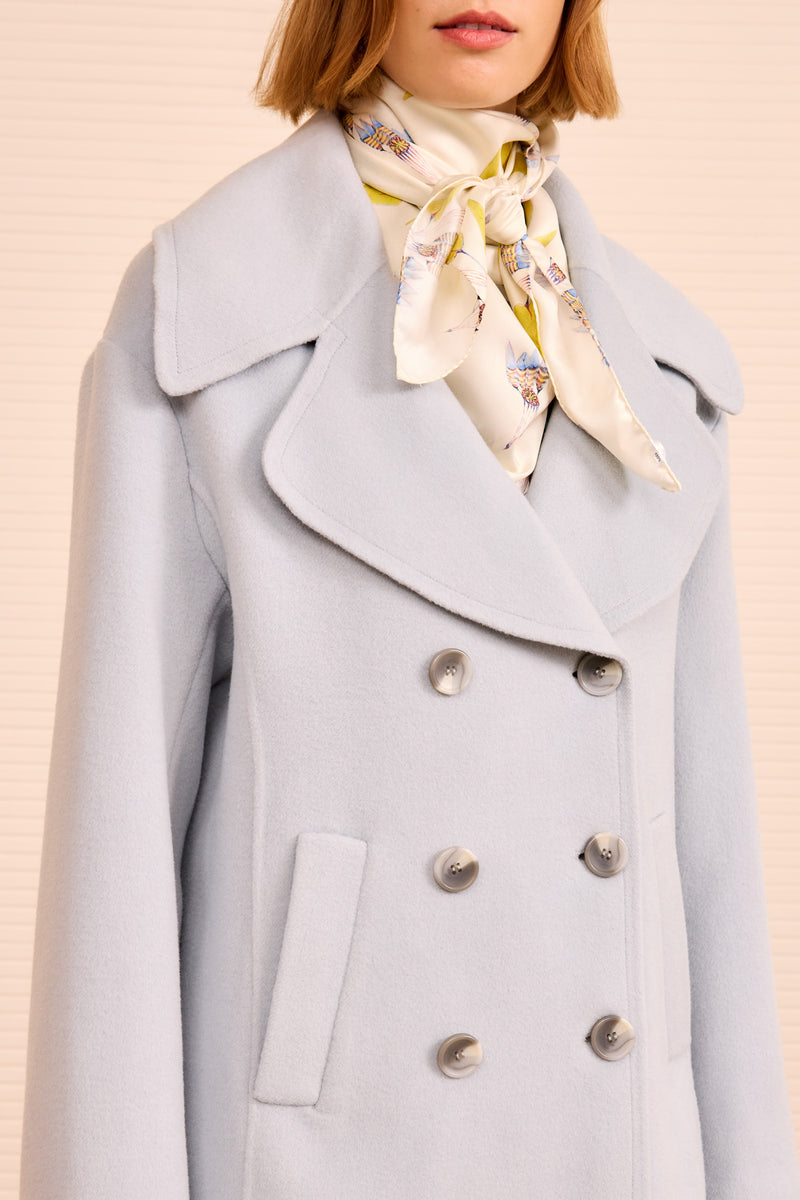Diana Wool Peacoat - Slate Double Breasted Cropped Coat - Ulla Johnson