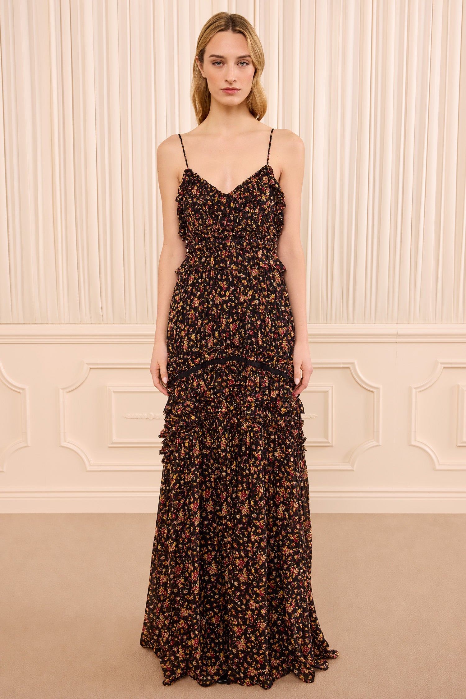 Ulla Johnson Dorothea Sleeveless Silk Gown - Noir Mille Fleur