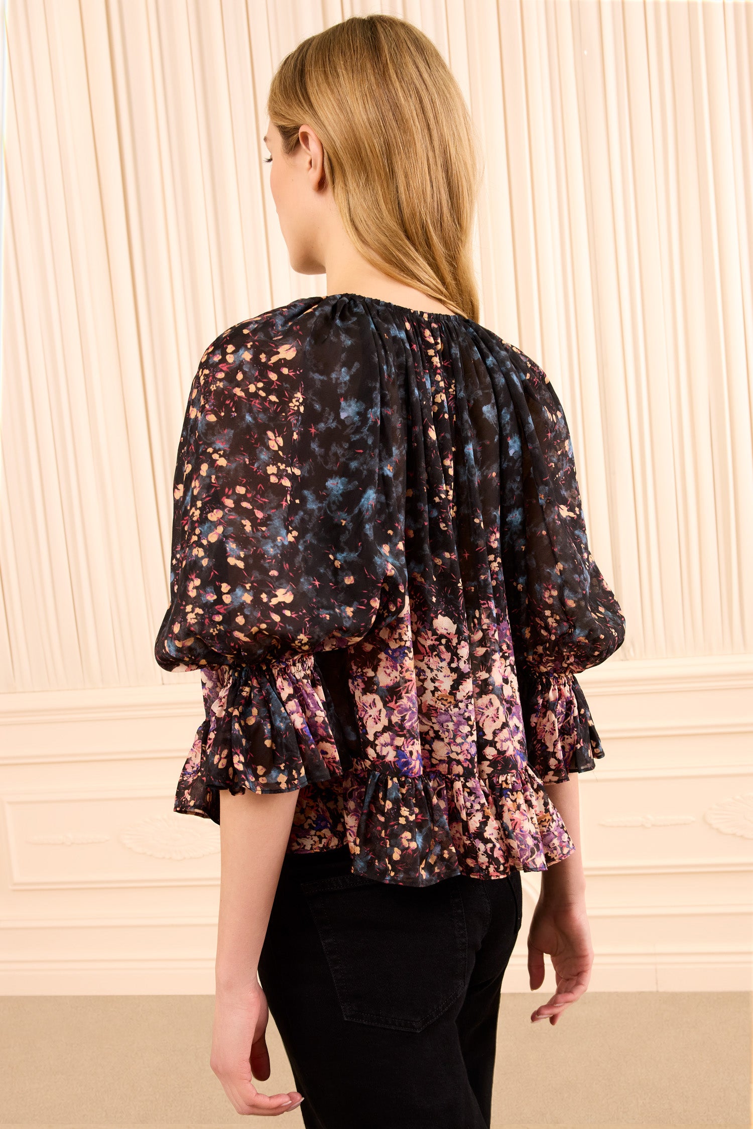 Elise Short Sleeve Silk Blouse - Eclipse