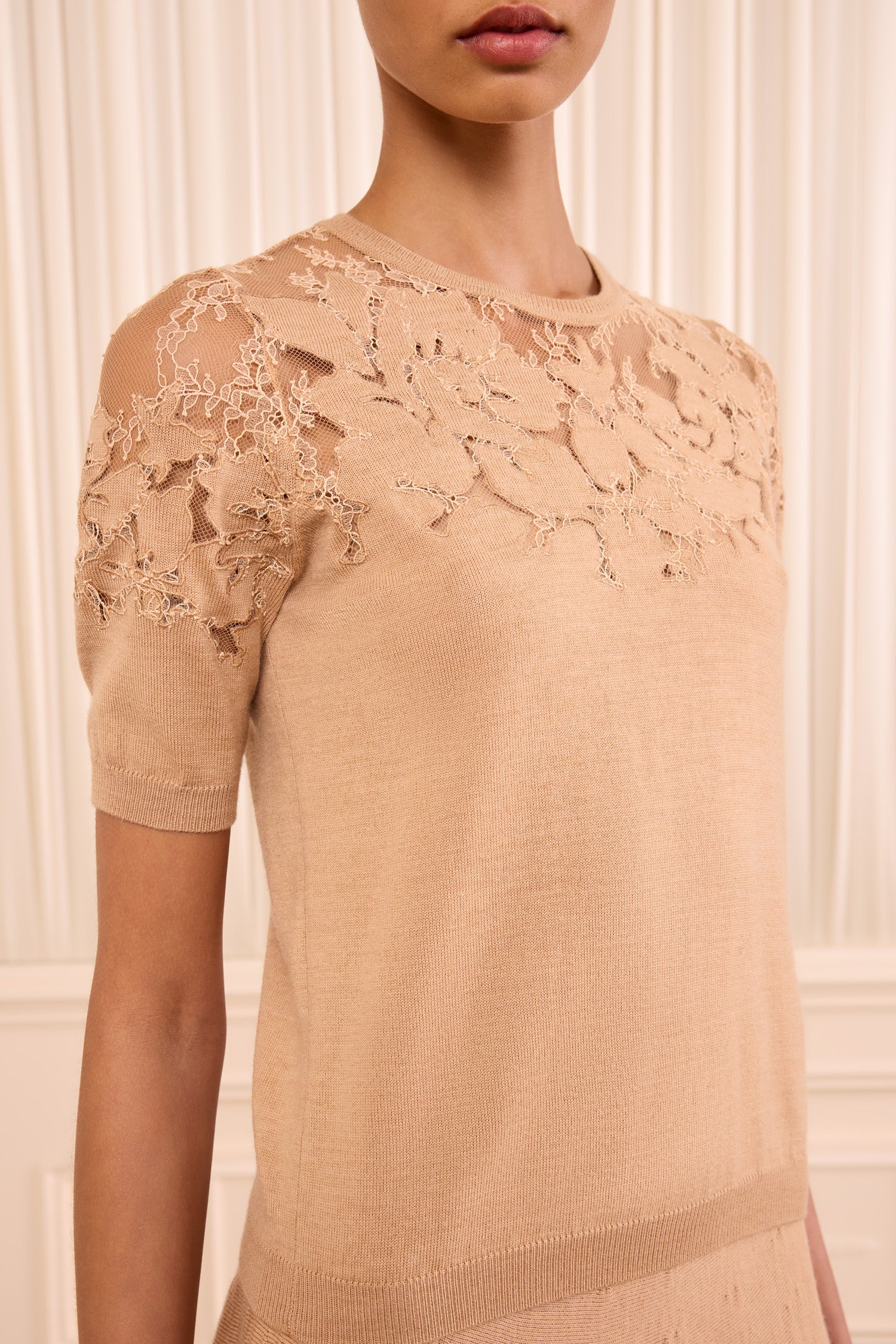 Ulla Johnson Ella Short Sleeve Lace Top - Almond