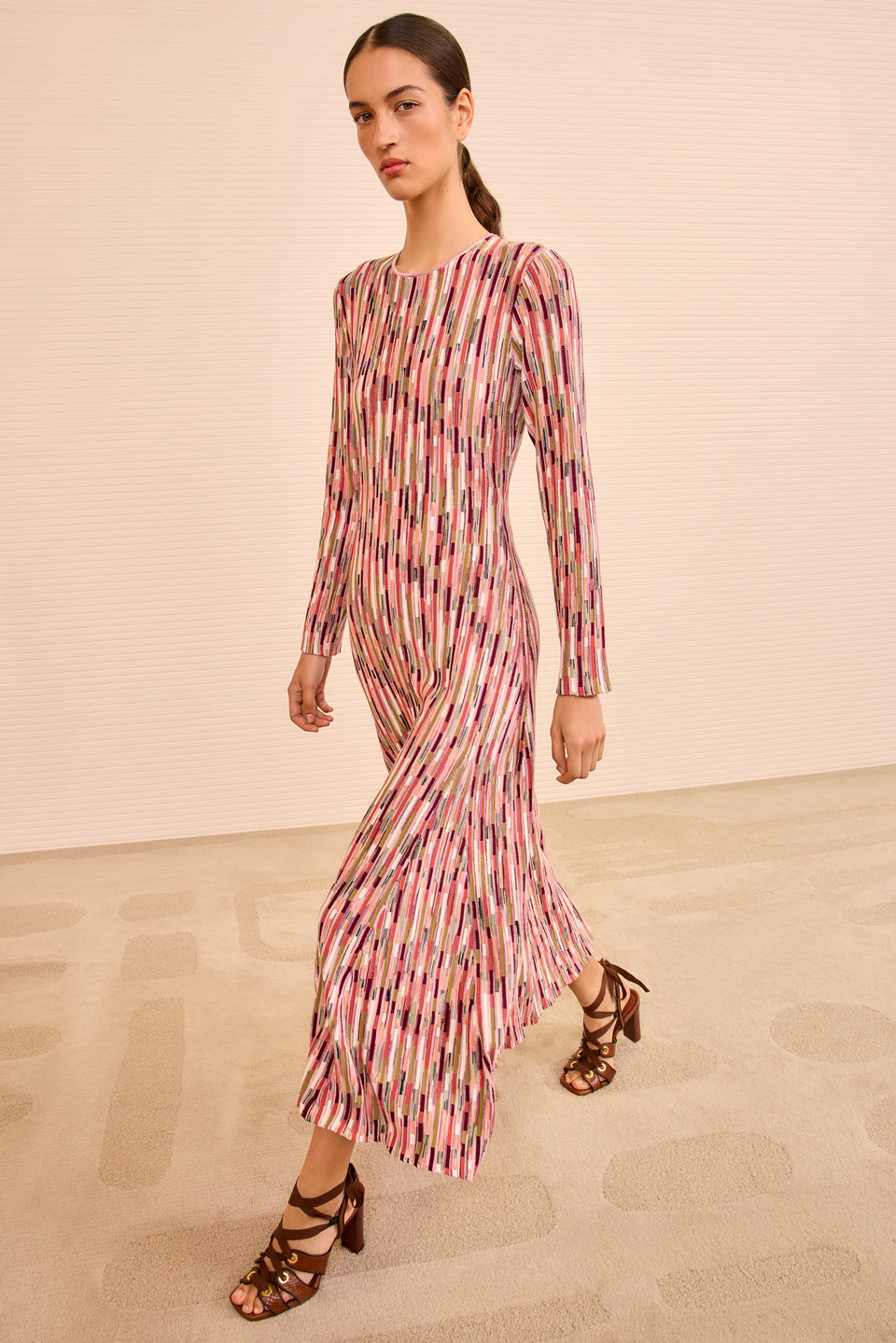 Estella Multicolor Midi Dress - Rosewood