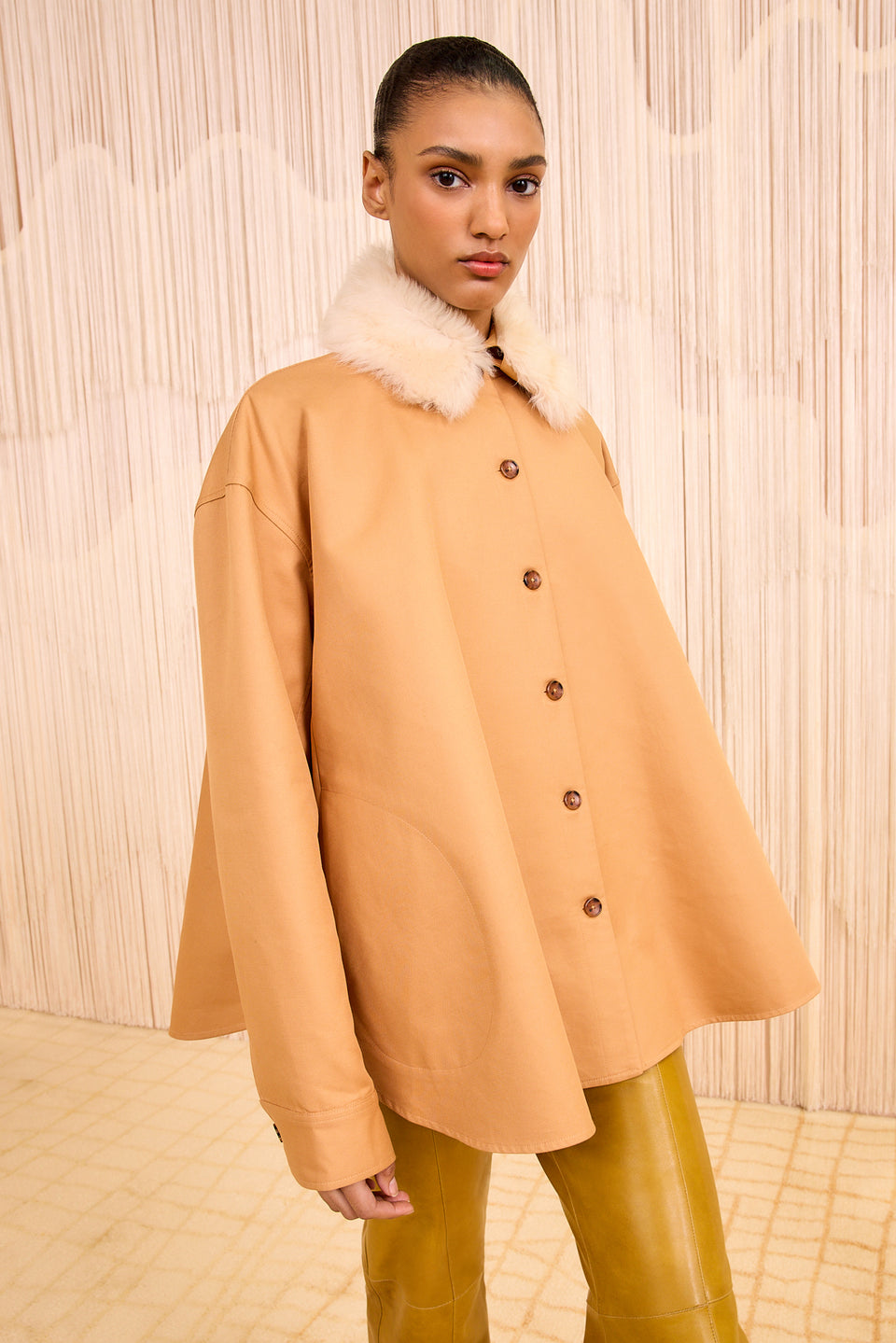 Floret Jacket with Removeable Collar - Alpaca
