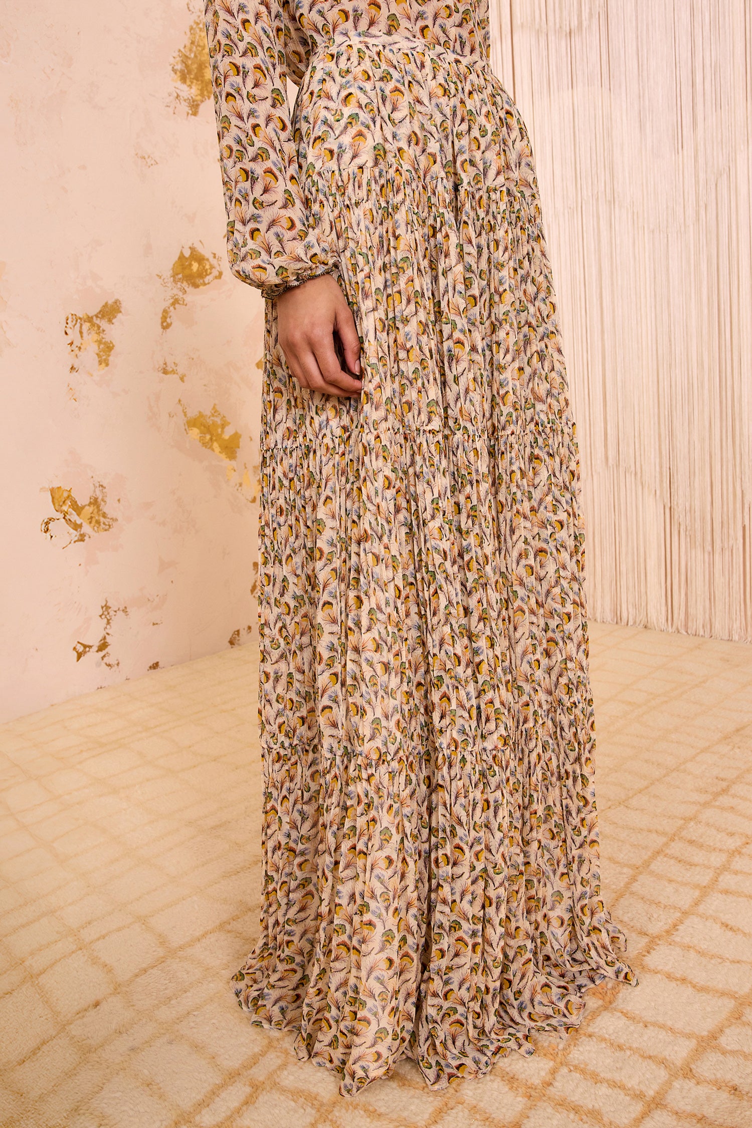 Gaelle Silk High Waist Maxi Skirt - Swan