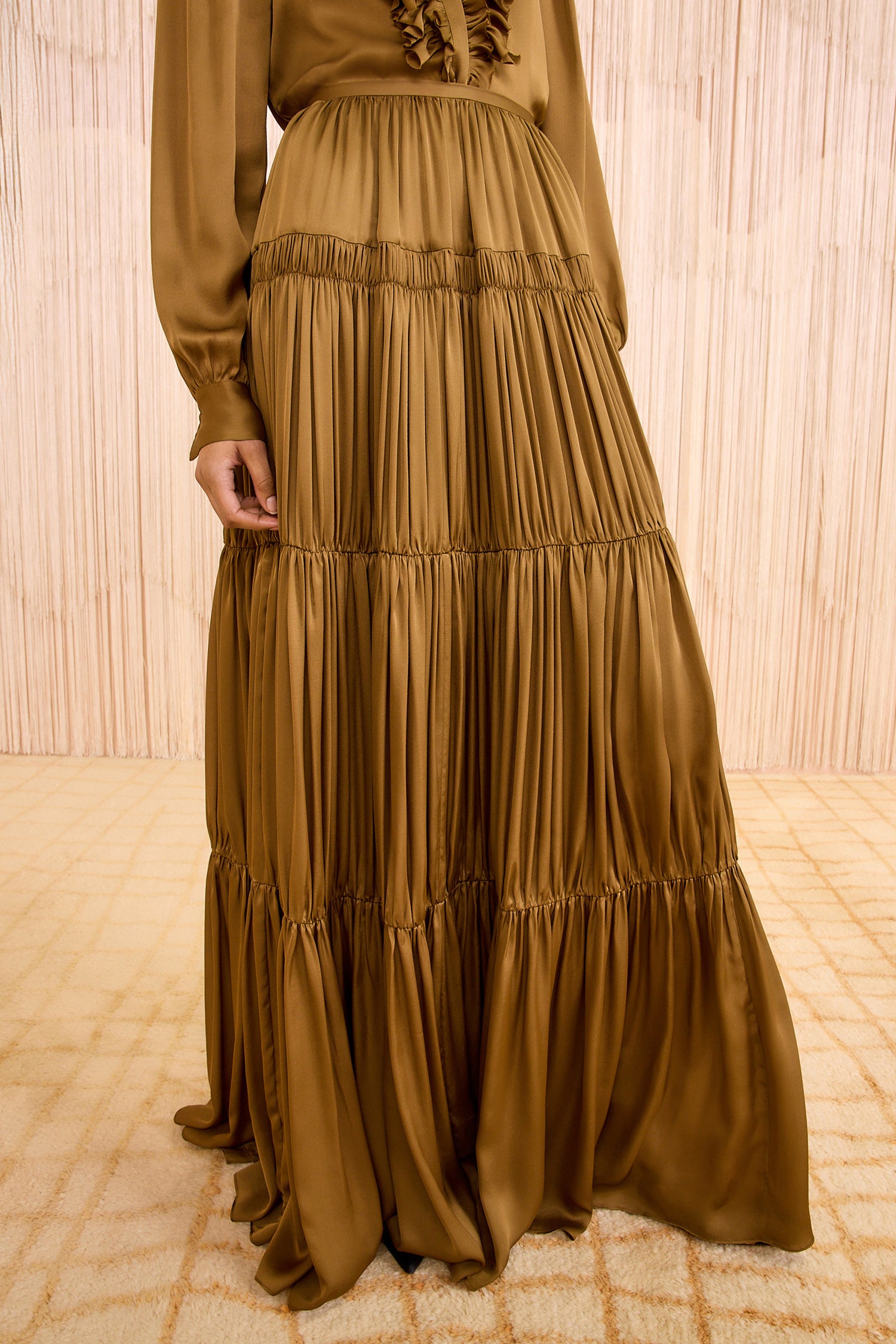 Ulla Johnson Gaelle Silk High Waist Maxi Skirt - Willow