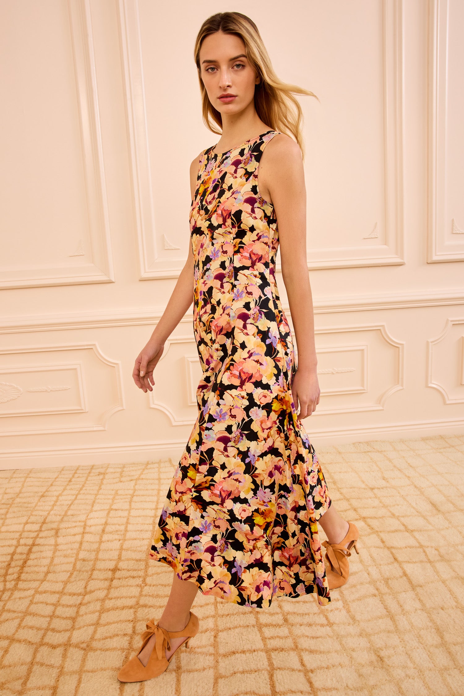 Georgia Cotton Midi Dress - Night Bloom