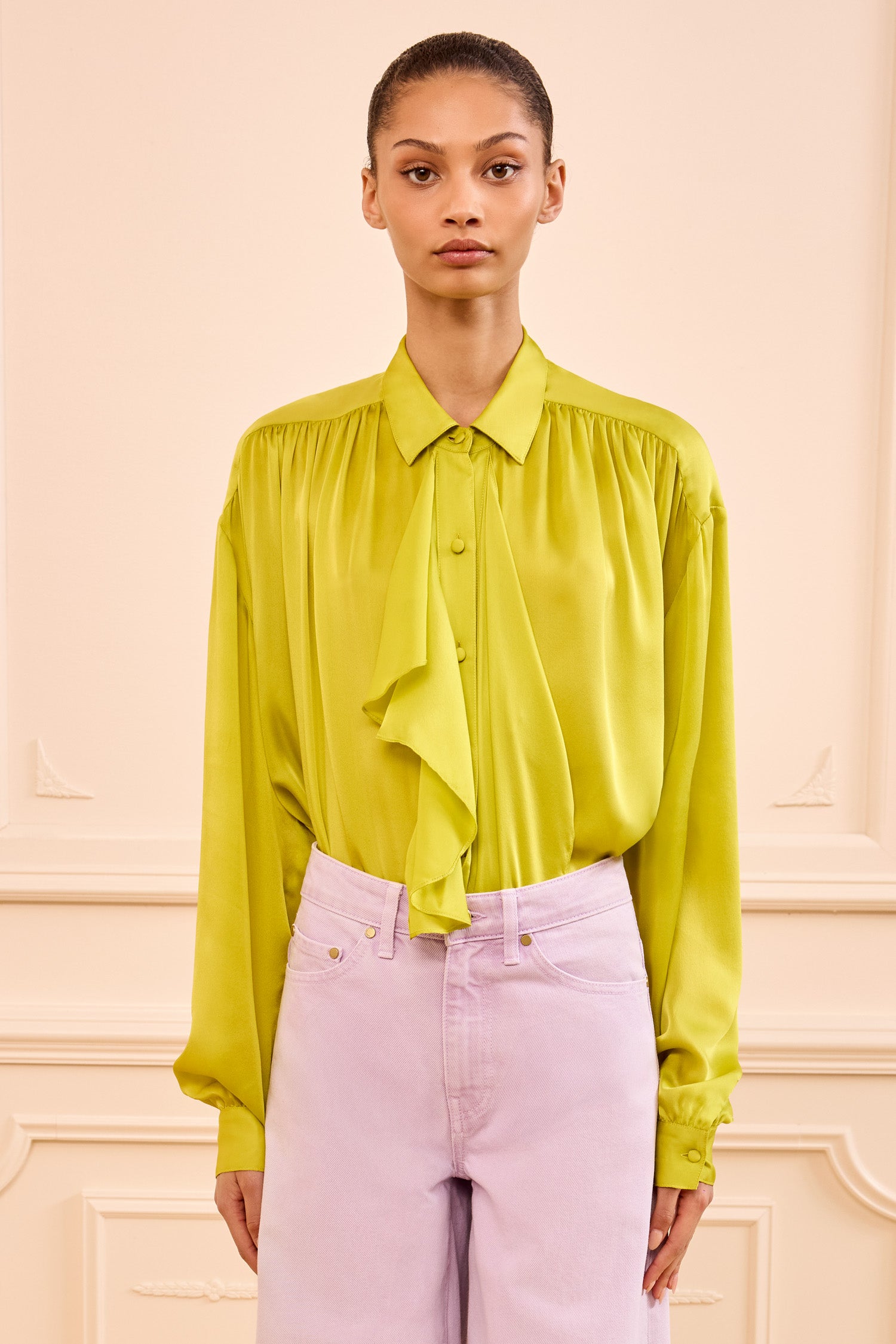 Gesture Silk Blouse - Chartreuse