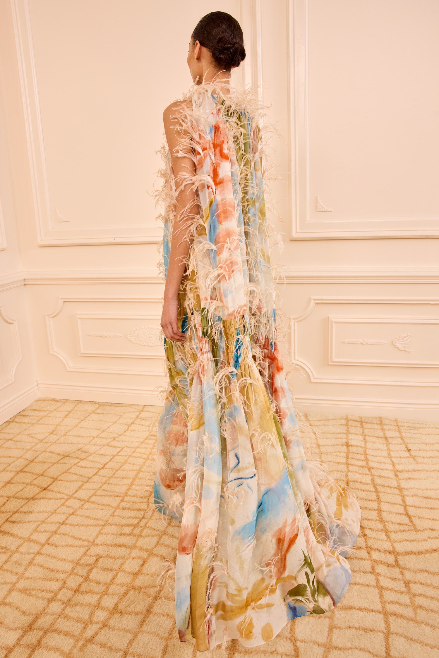 Gossamer Gown with Feather Embroidery - Western Dream