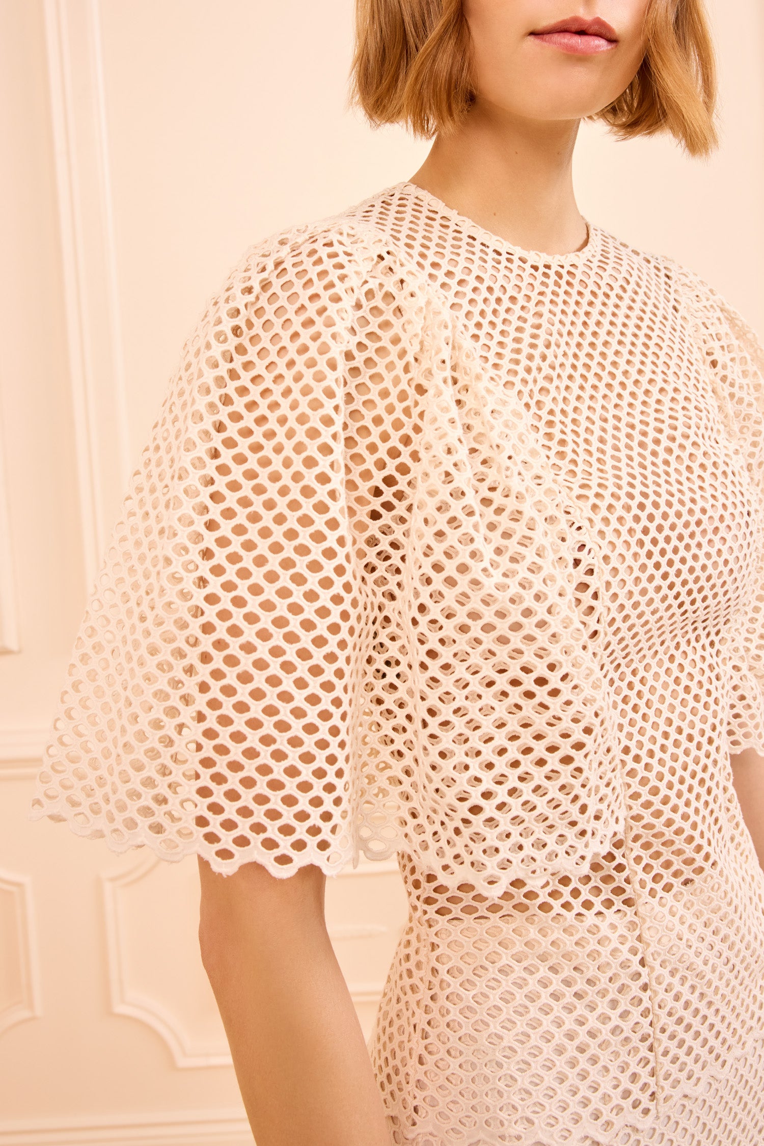 Hera Eyelet Cotton Top - Cowrie