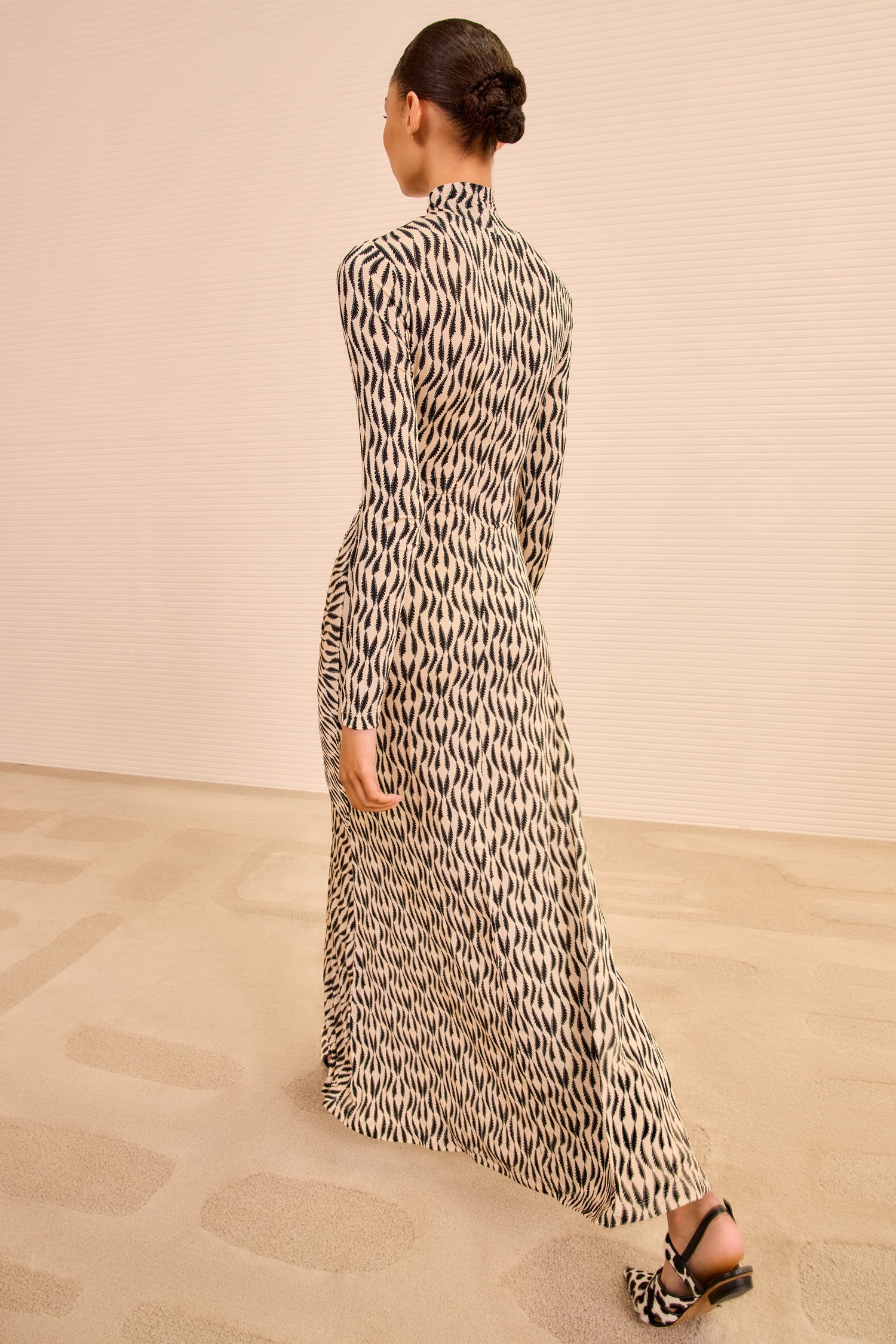 Ida Long Sleeve Ruched Turtleneck Dress - Silhouette