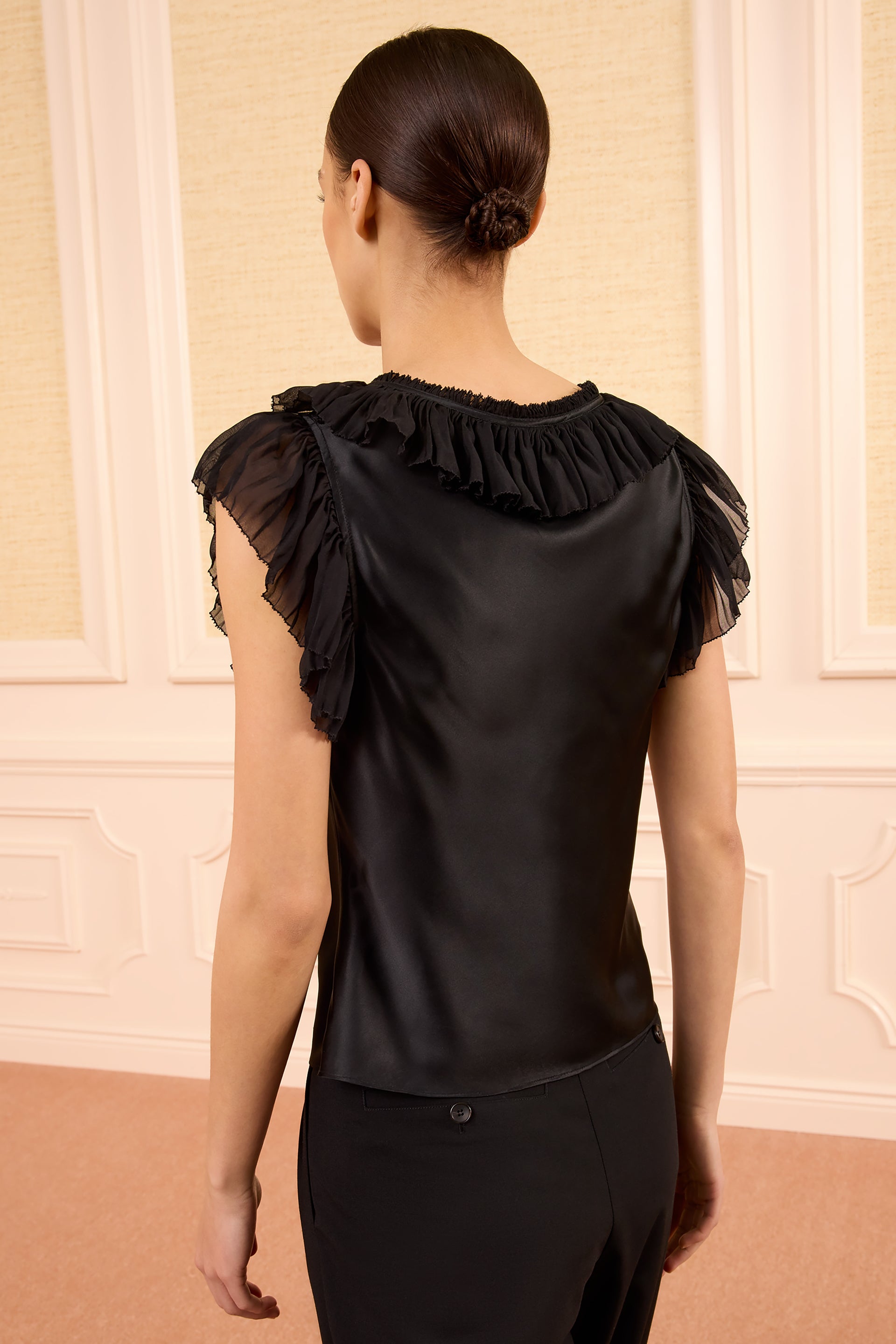 Ulla Johnson Ilyana Silk Top with Lace Up - Noir