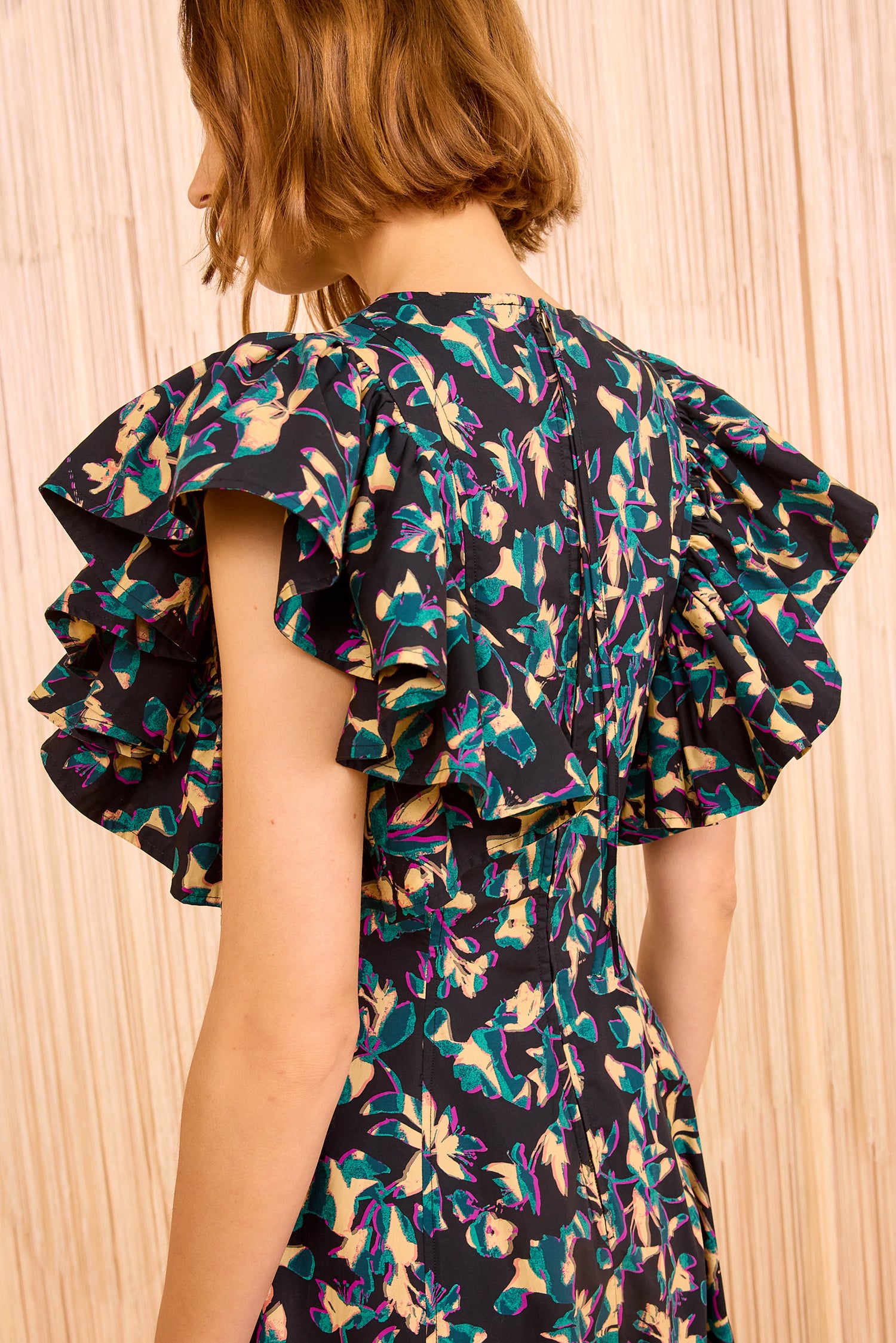 Imara Flutter Sleeve Midi Dress - Kaleidoscope