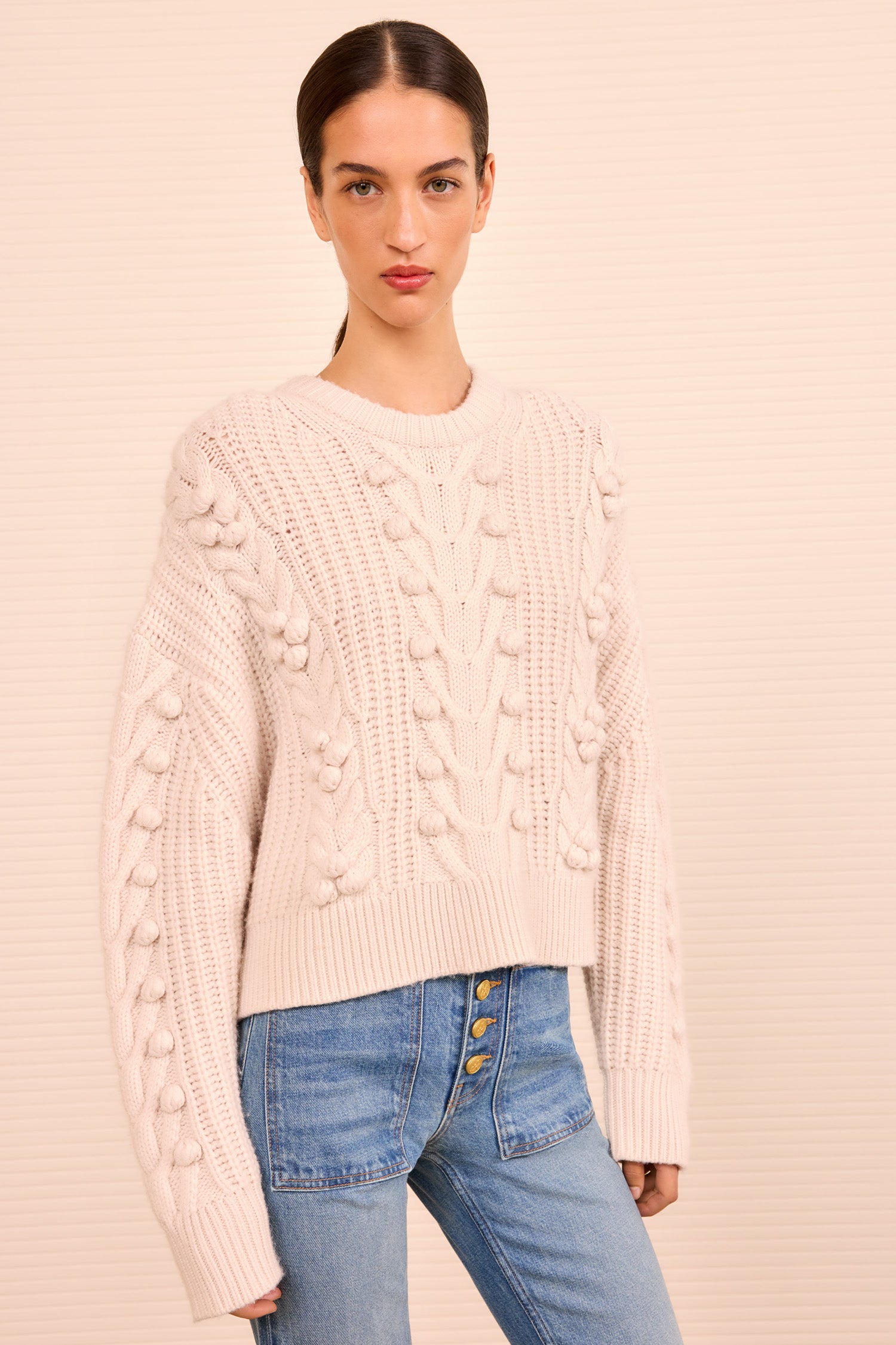 Indra Cable Knit Pullover - Alabaster