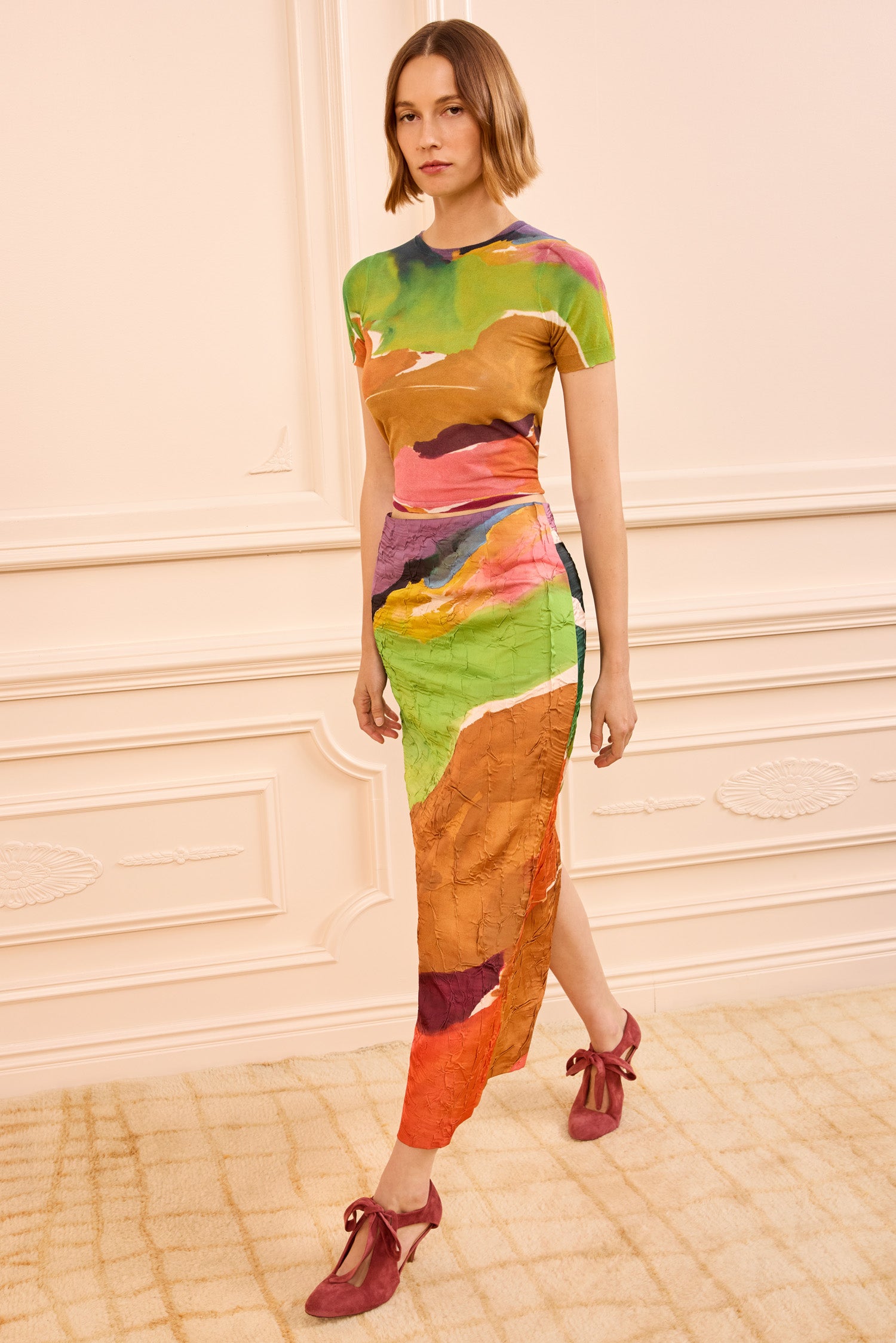 Inez Satin Pencil Skirt - Nature Abhors A Vacuum