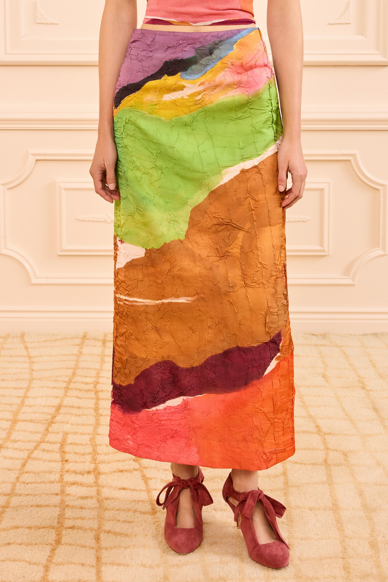 Ulla Johnson Inez Satin Pencil Skirt - Nature Abhors A Vacuum