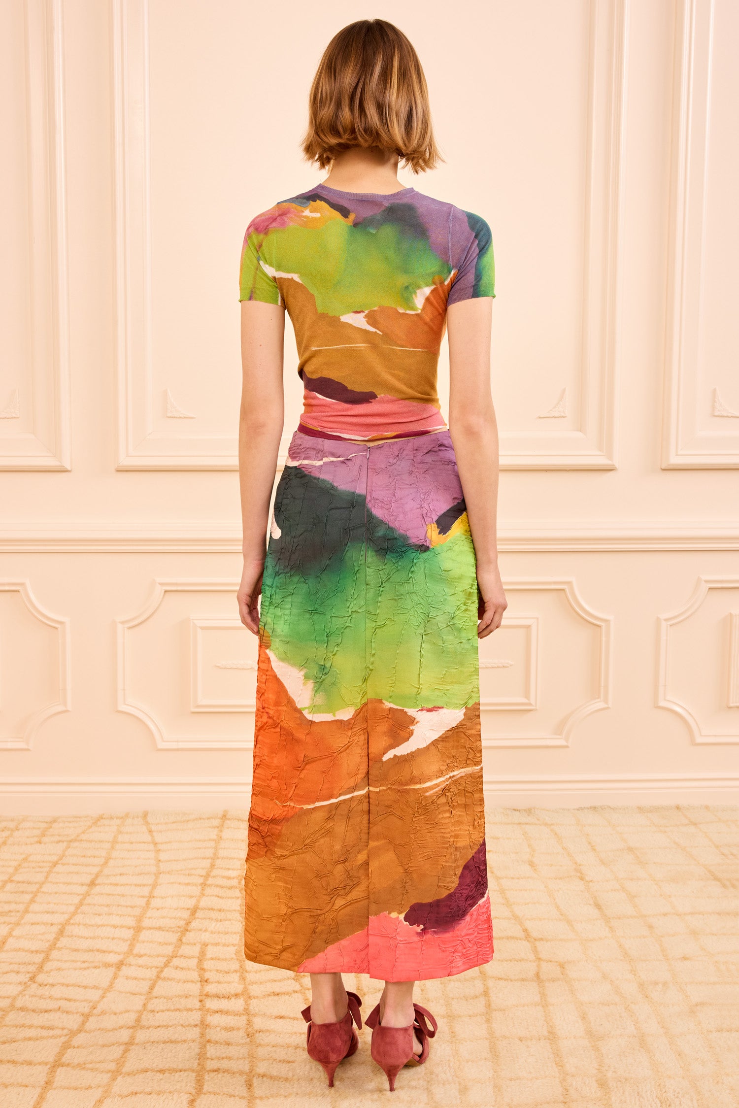 Ulla Johnson Inez Satin Pencil Skirt - Nature Abhors A Vacuum