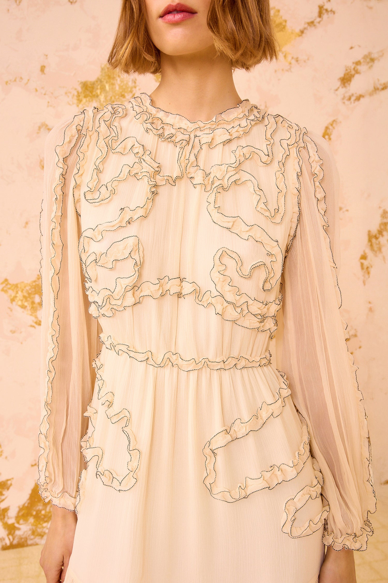 Iona Silk Long Dress - Chantilly