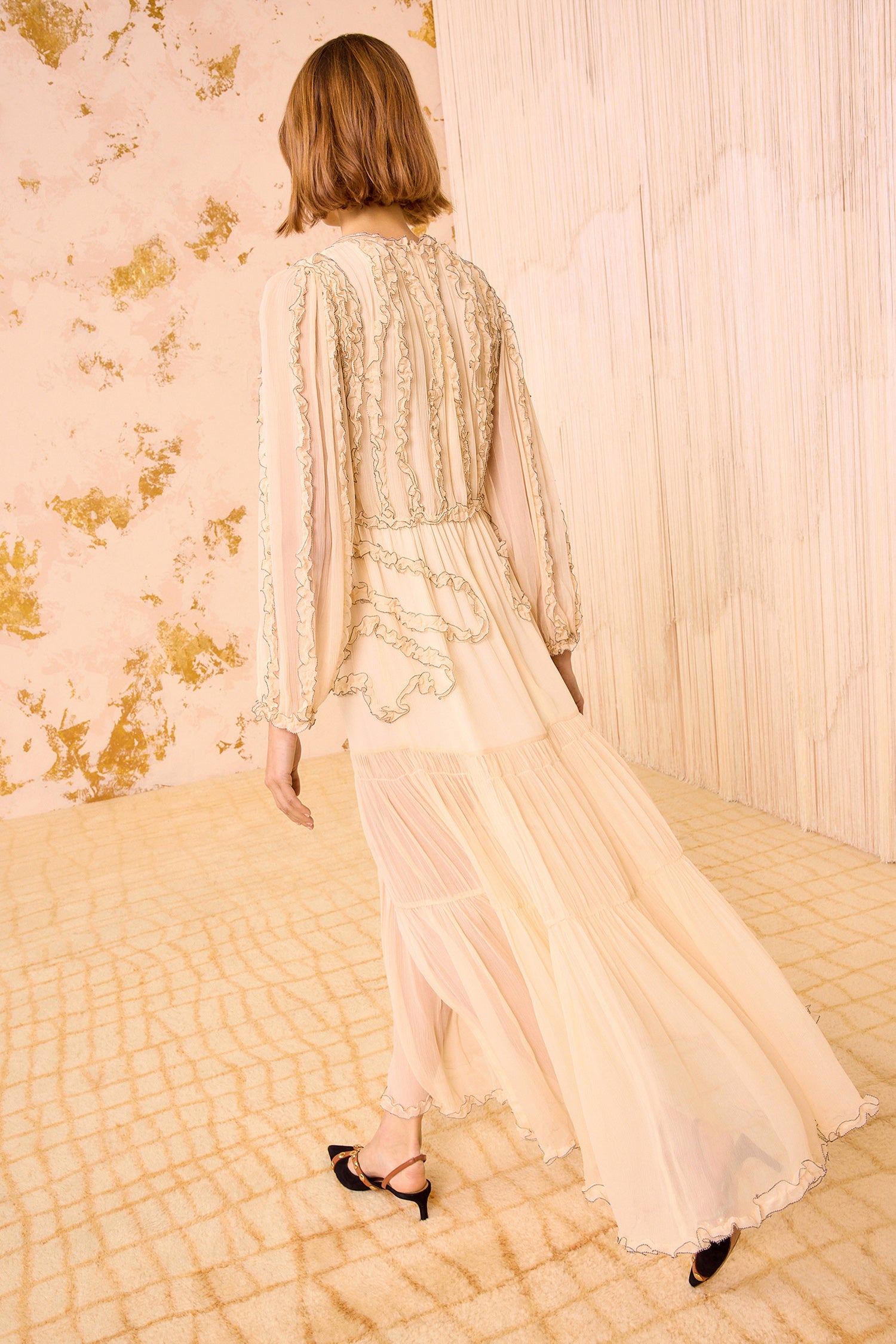 Iona Silk Long Dress - Chantilly