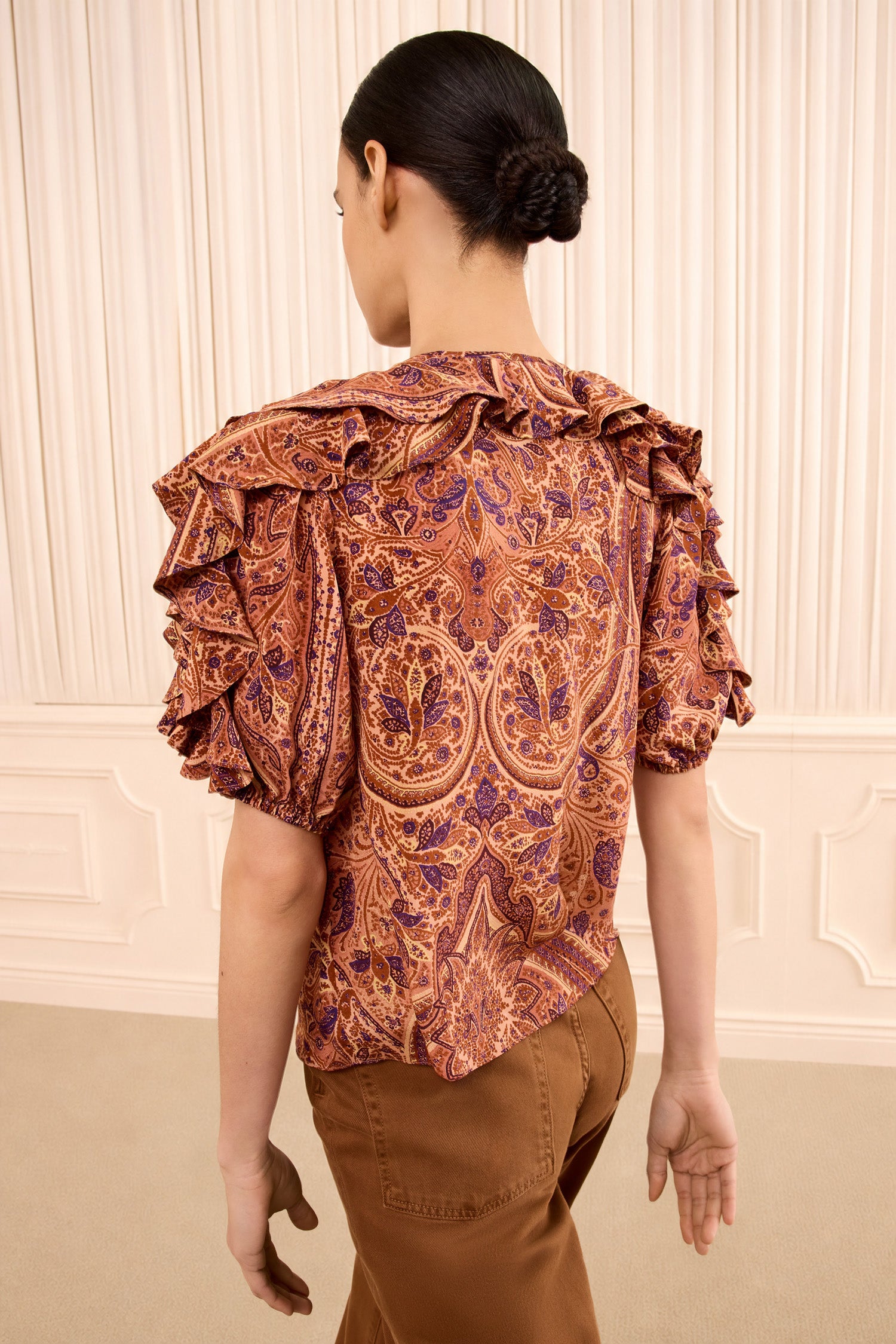 Ulla Johnson Josephine Short Sleeve Silk Top - Rosette