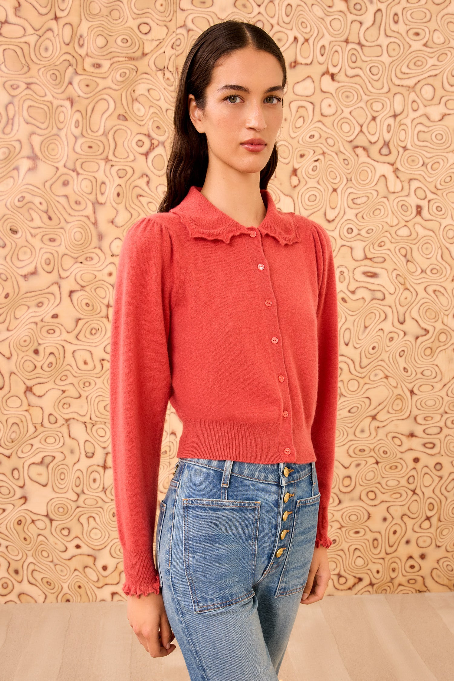 Kalila Collared Cardigan - Coral