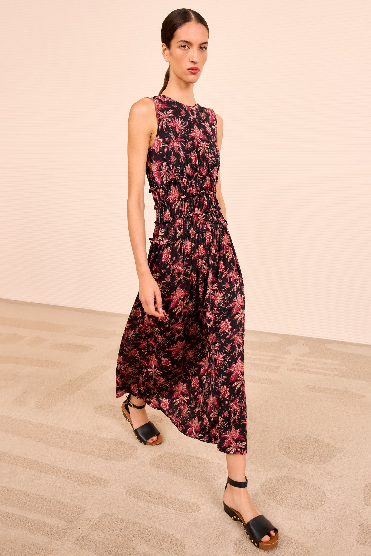 Ulla Johnson Kamaria Ruched Waist Dress - Midnight Lily