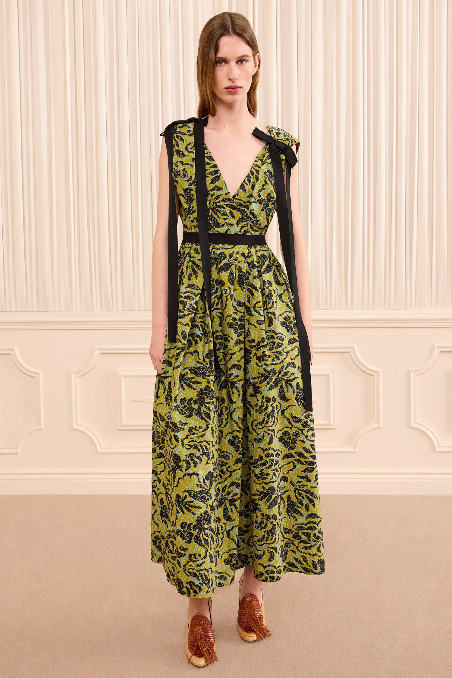 Ulla Johnson Karina Cotton Bow Dress - Chartreuse