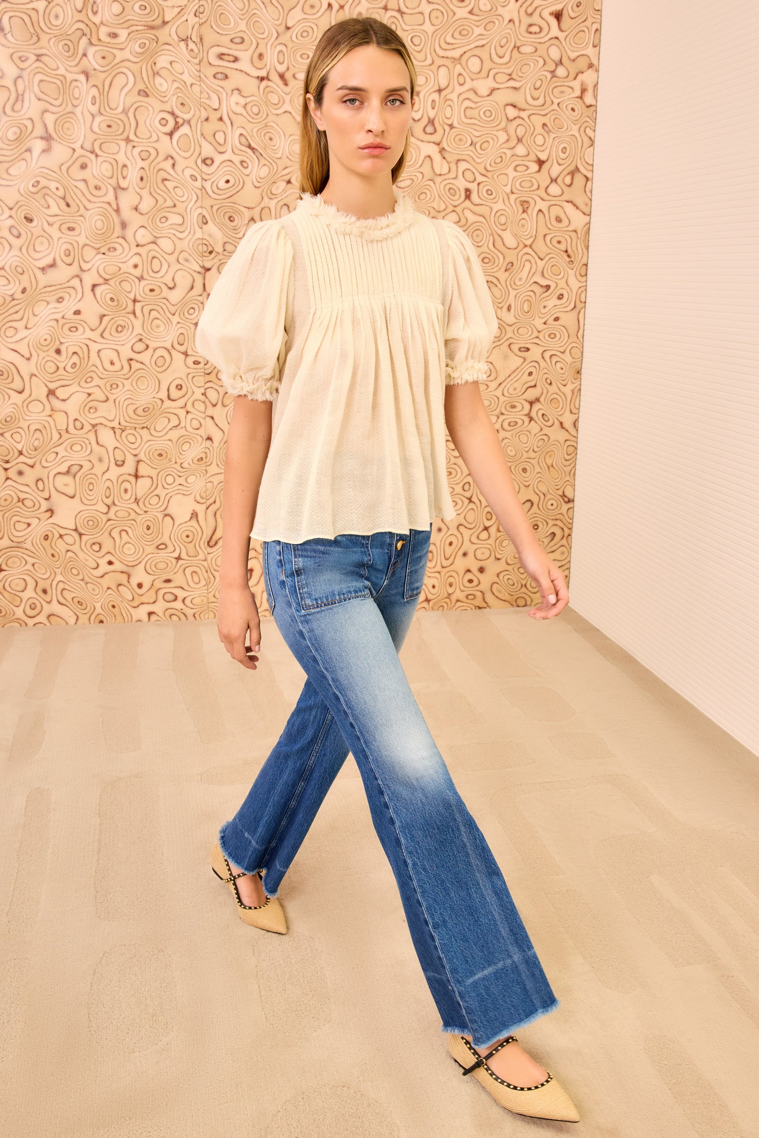 Karlyn Puff Sleeve Top - Cowrie