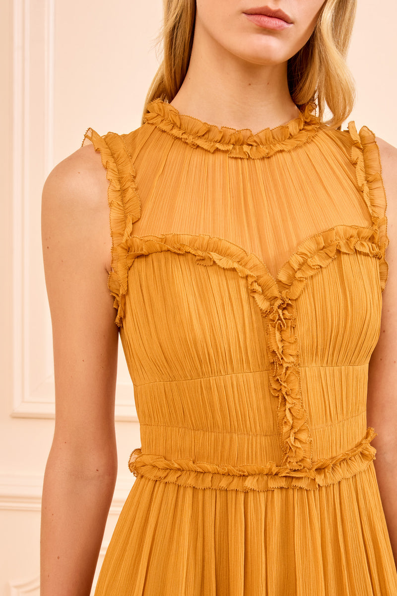 open lace back dress Georgia Satin Midi Dress - Moontide Multicolored Sleeveless Boat Neck Dress main image 0