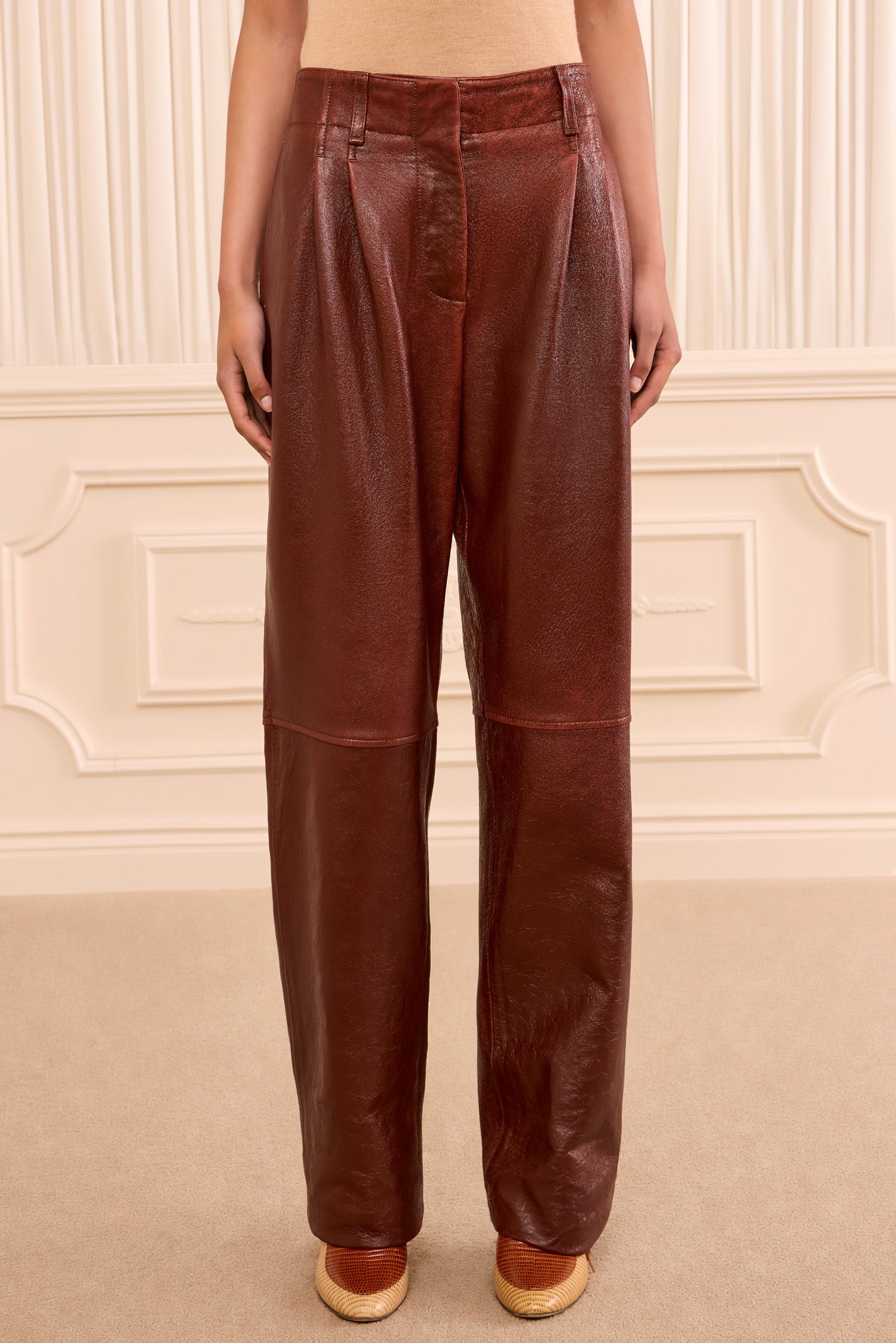 Keiran Leather Pant - Cognac