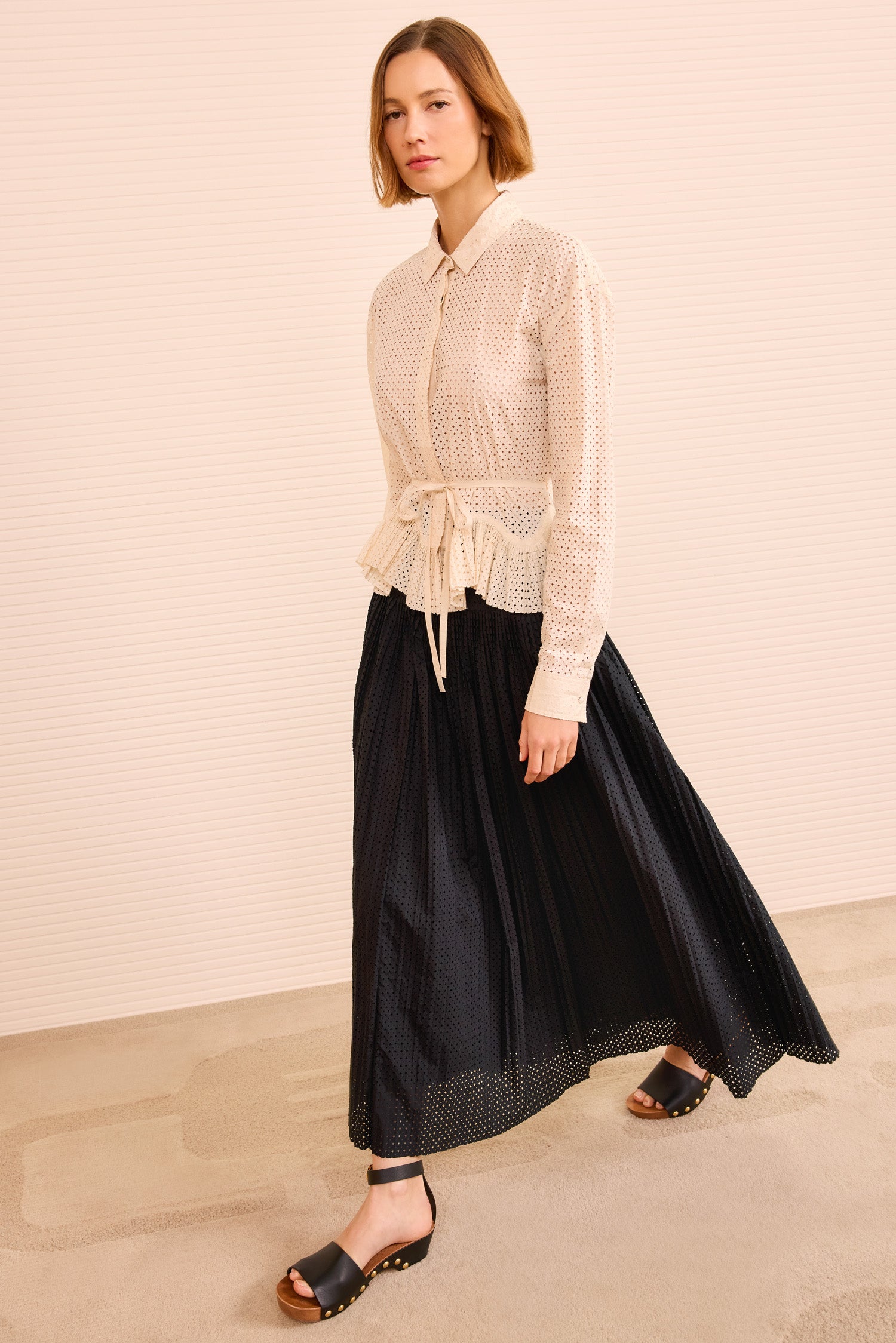 Ulla Johnson Kelila Button Up Blouse with Belt - Cowrie