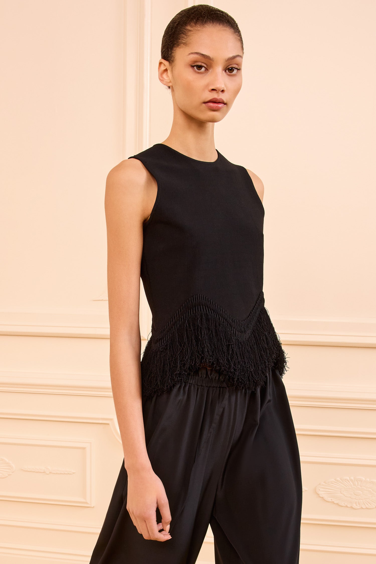 Ulla Johnson Koa Knit Top with Fringe - Noir