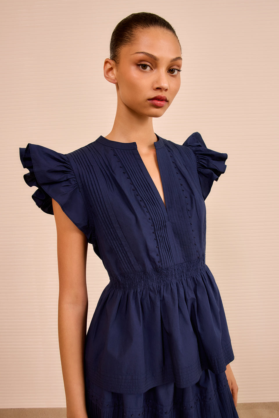 Luise Flutter Sleeve Top - Midnight