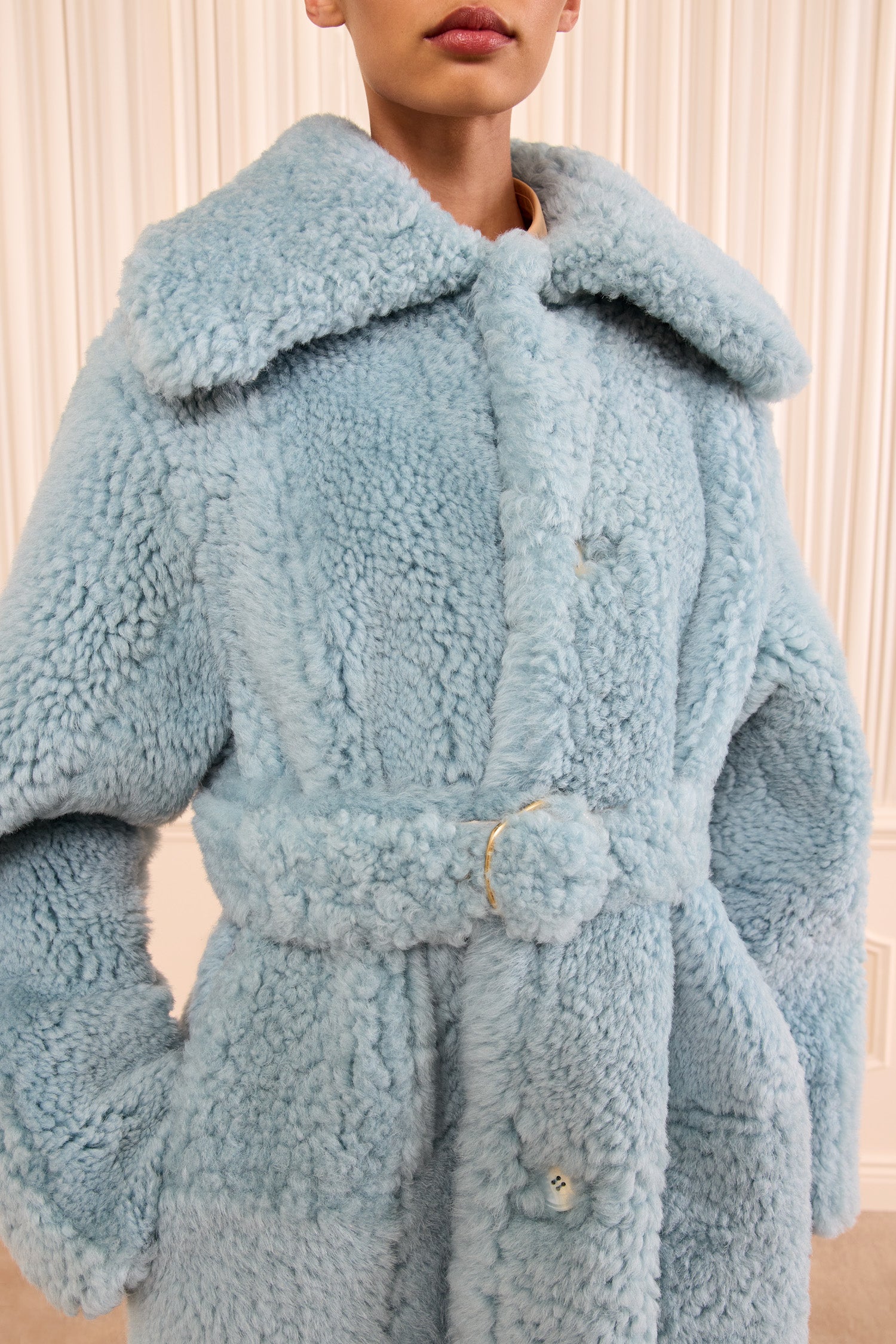 Laureline Reversible Shearling Coat - Turquoise