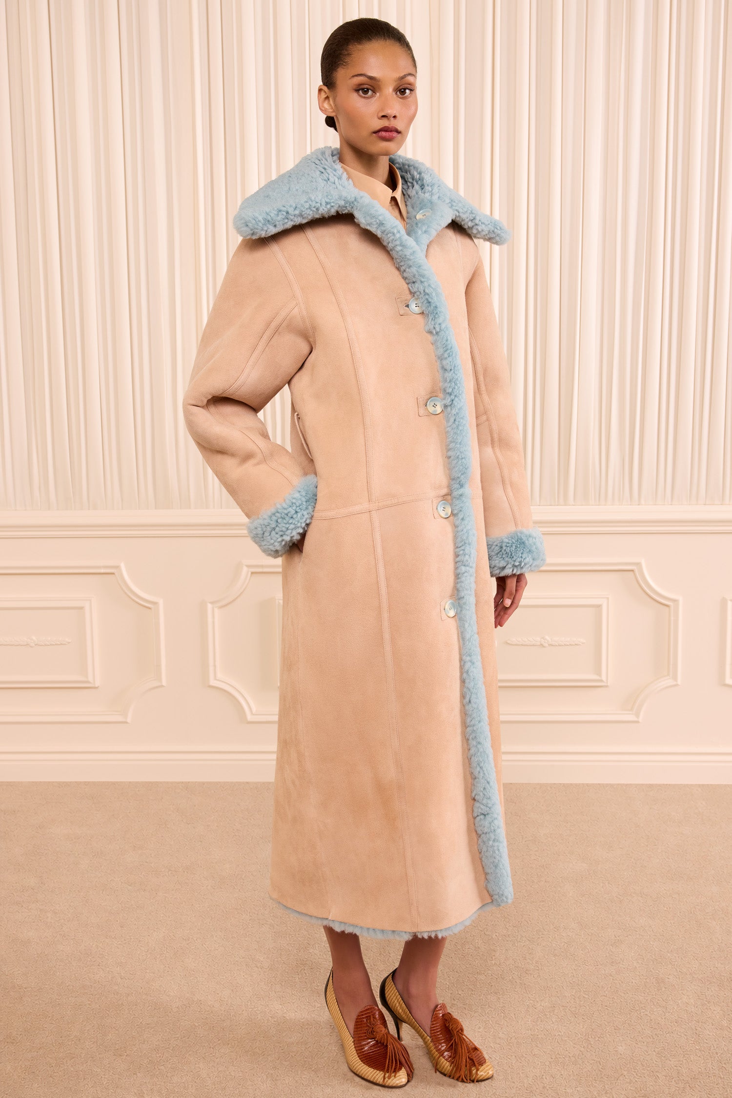 Ulla Johnson Laureline Reversible Shearling Coat - Turquoise