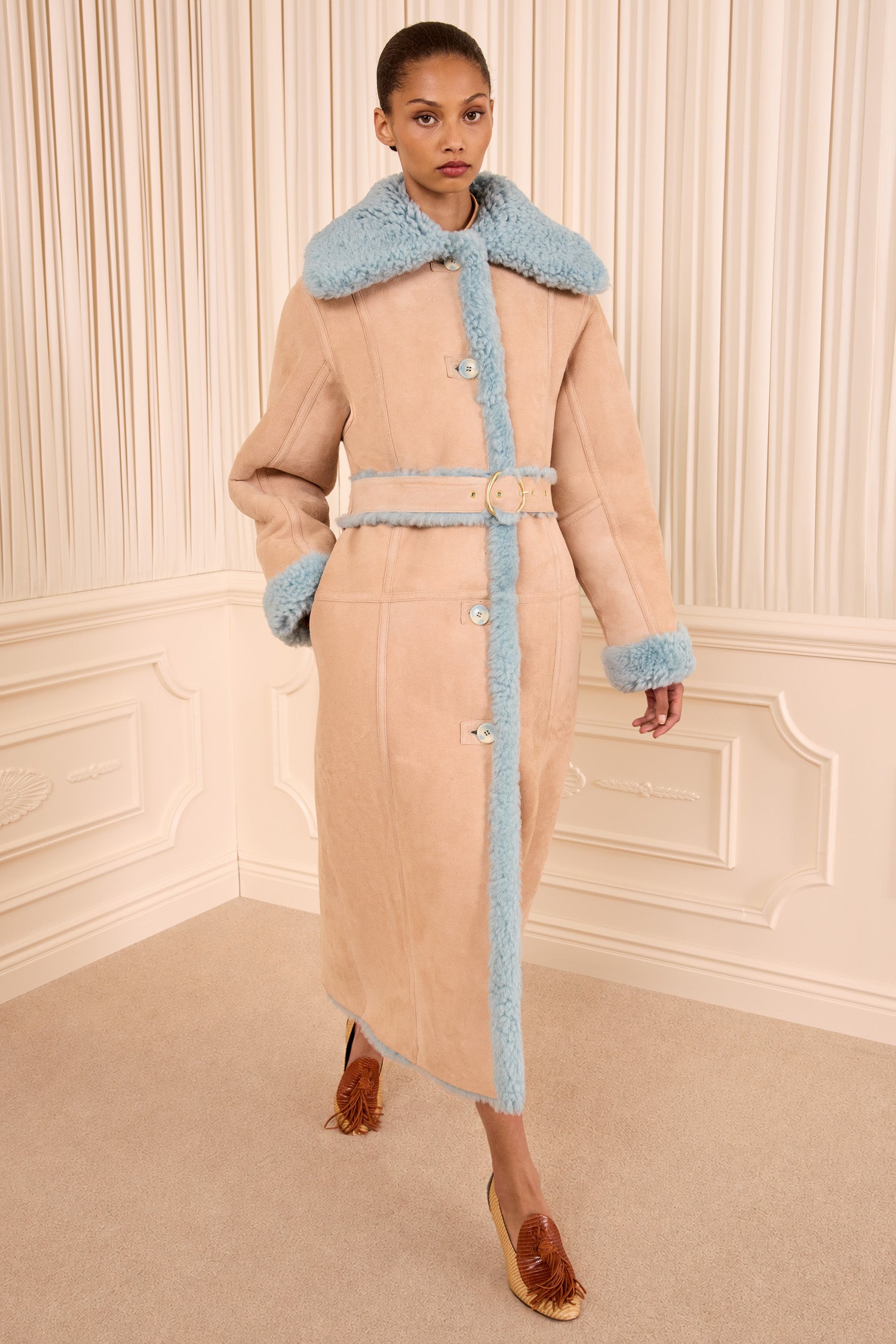Ulla Johnson Laureline Reversible Shearling Coat - Turquoise