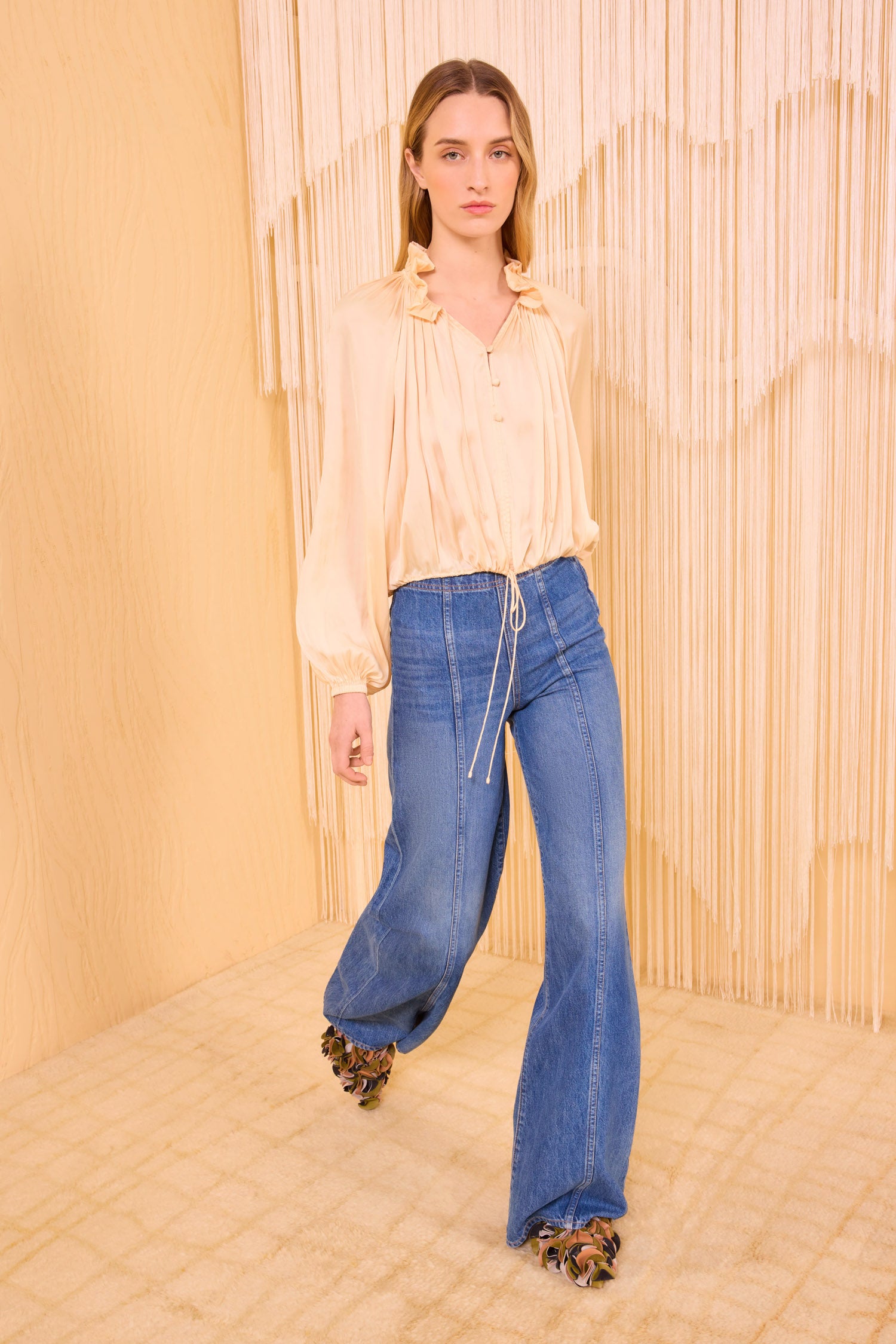 Laurette Long Sleeve Blouse - Pearlescent