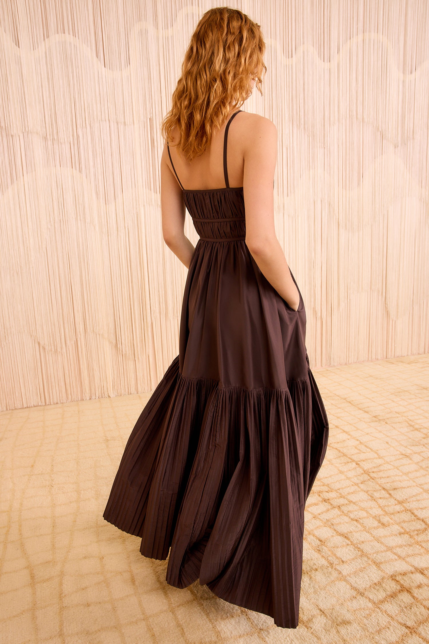 Leela Silk Pleated Dress - Sequoia