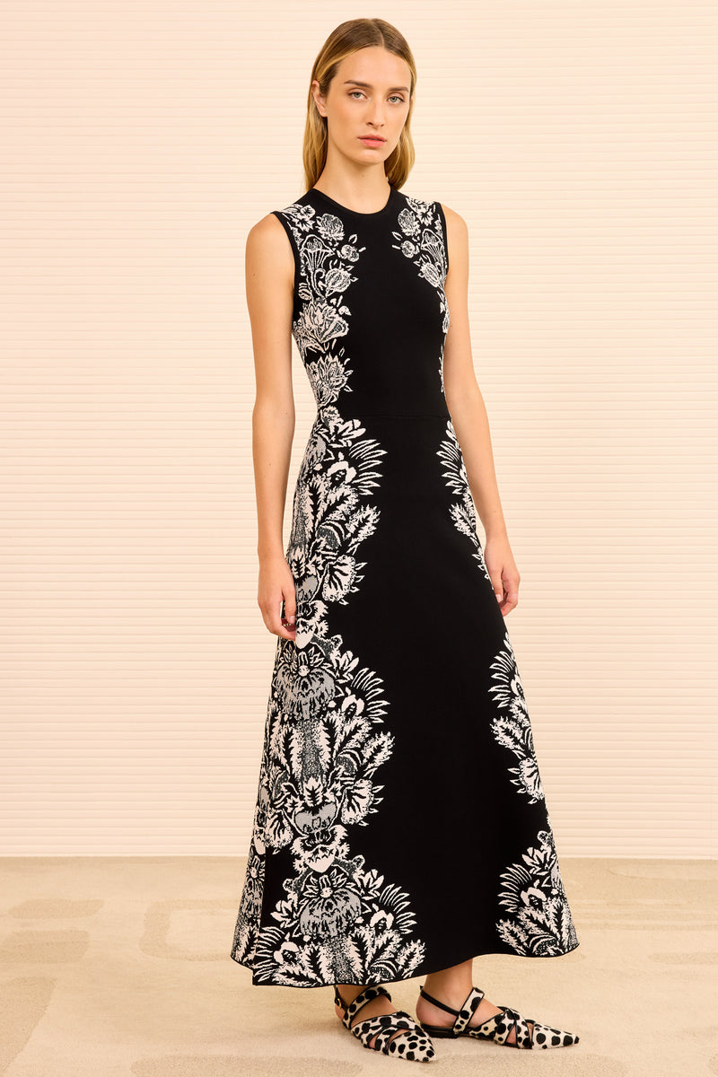 Ulla Johnson - Liana Jacquard Midi Dress in Noir S Ulla Johnson - Liana Jacquard Midi Dress in Noir S