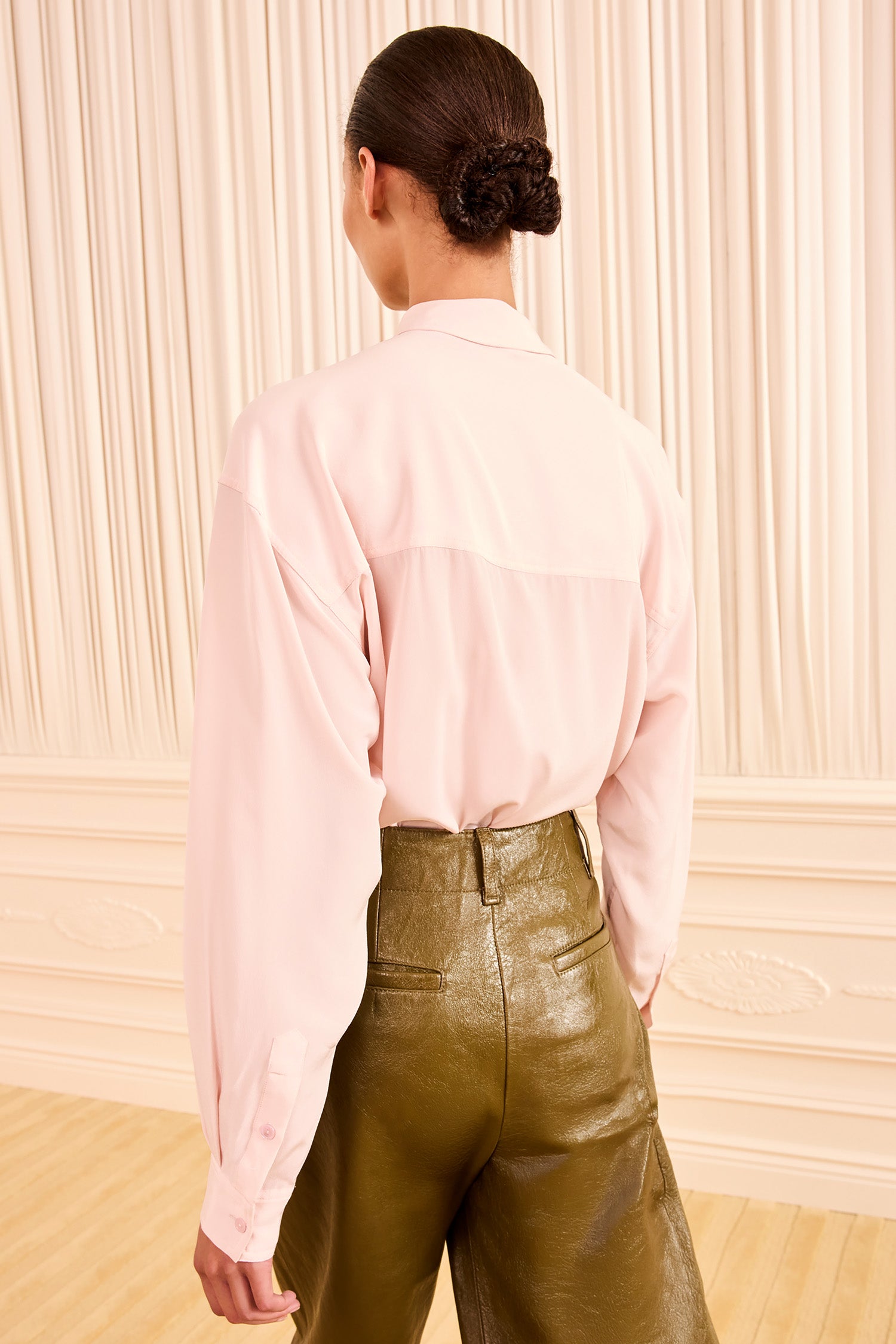 Ulla Johnson Lise Long Sleeve Silk Blouse - Powder