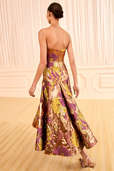 Ember Lurex Jacquard Drop-Waist Dress - Back View, Designer Gown | Ulla Johnson