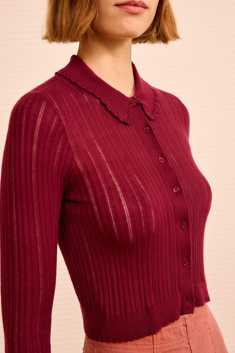 Lottie Knit Cardigan - Claret - Ulla Johnson