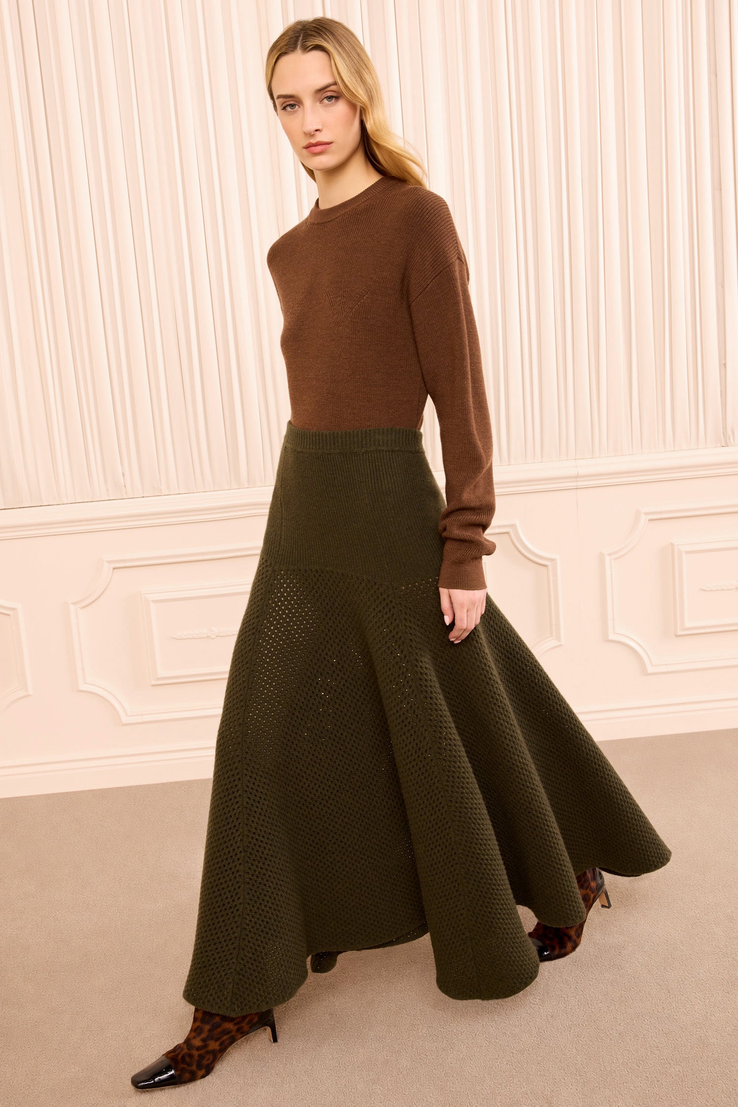 Lucia Wool Knit Skirt - Militaire
