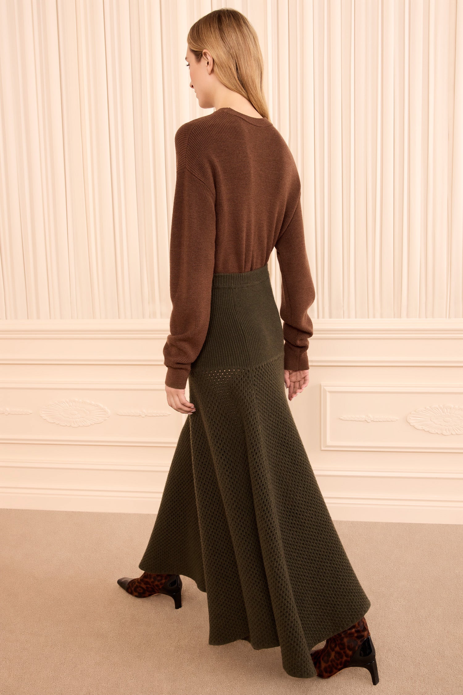 Lucia Wool Knit Skirt - Militaire