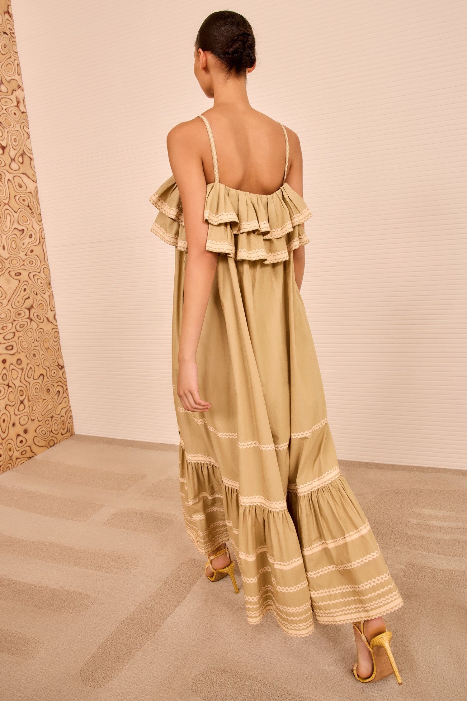 Lucian Waist Tie Long Dress - Sand