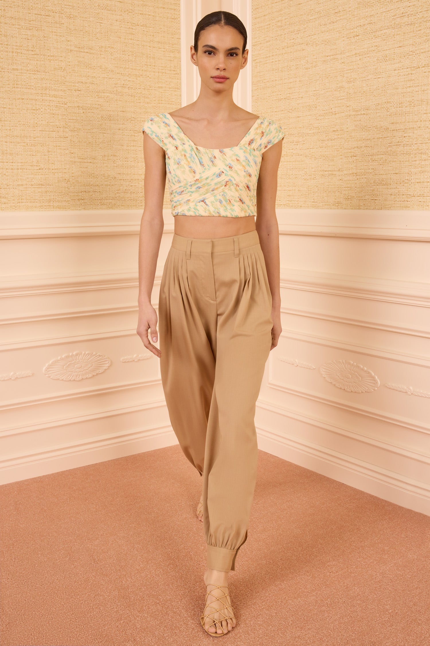 Luella Pleated Wool Pant - Dunewood