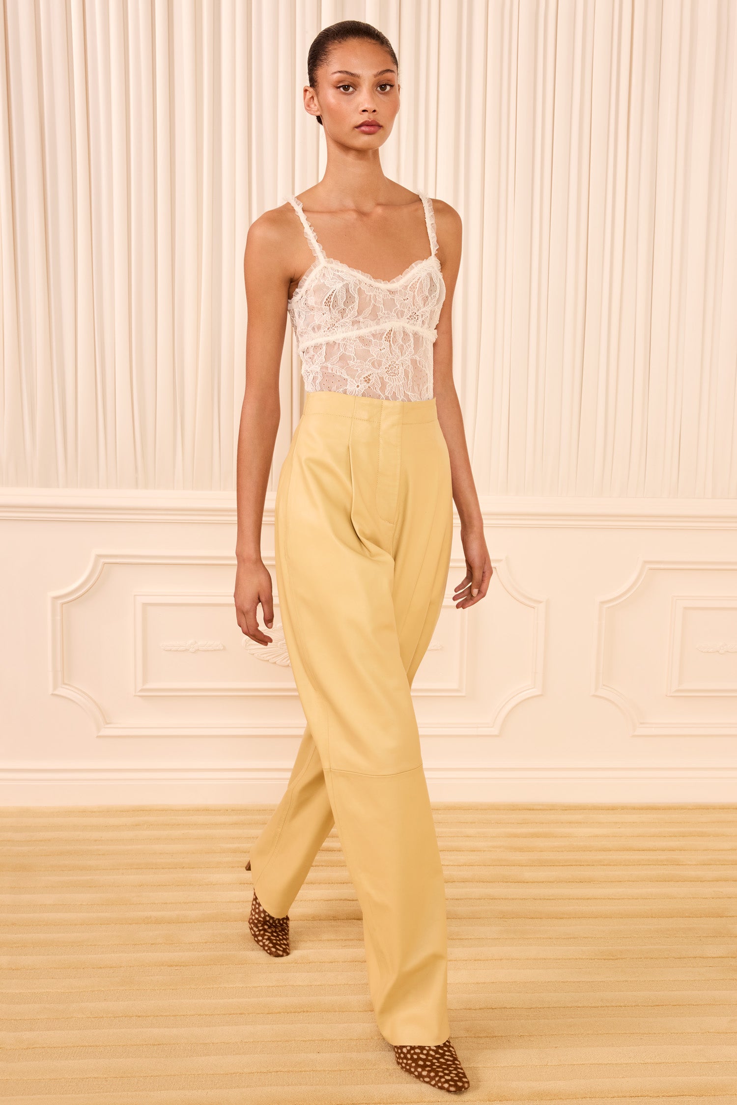 Ulla Johnson Cowrie Luxury Lace Cami Top - Full Length Styled Look on Model | Ulla Johnson